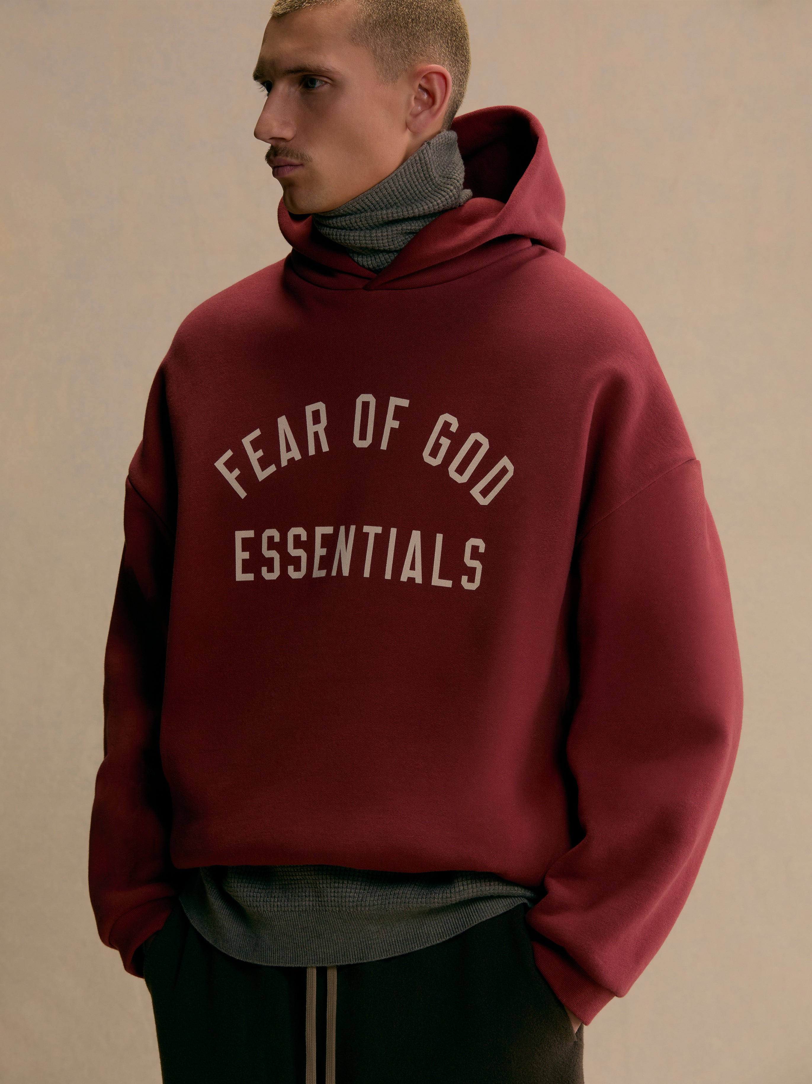 ESSENTIALS Fleece Hoodie – Heather Gray - view 3