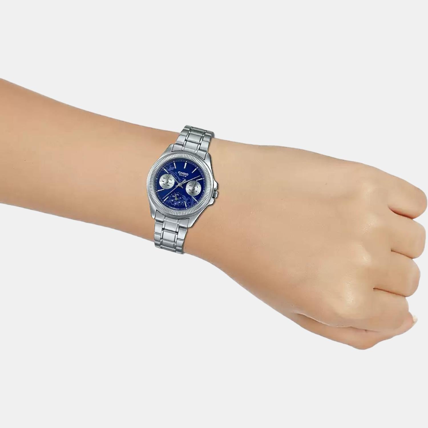 Casio Enticer Women Quartz Blue Dial Chronograph Stainless Steel Watch A1571 - view 6