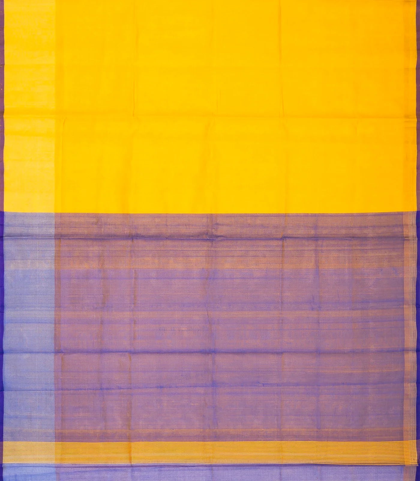 RmKV Yellow Handloom Uppada Plain Silk Saree With Purple Border - view 2