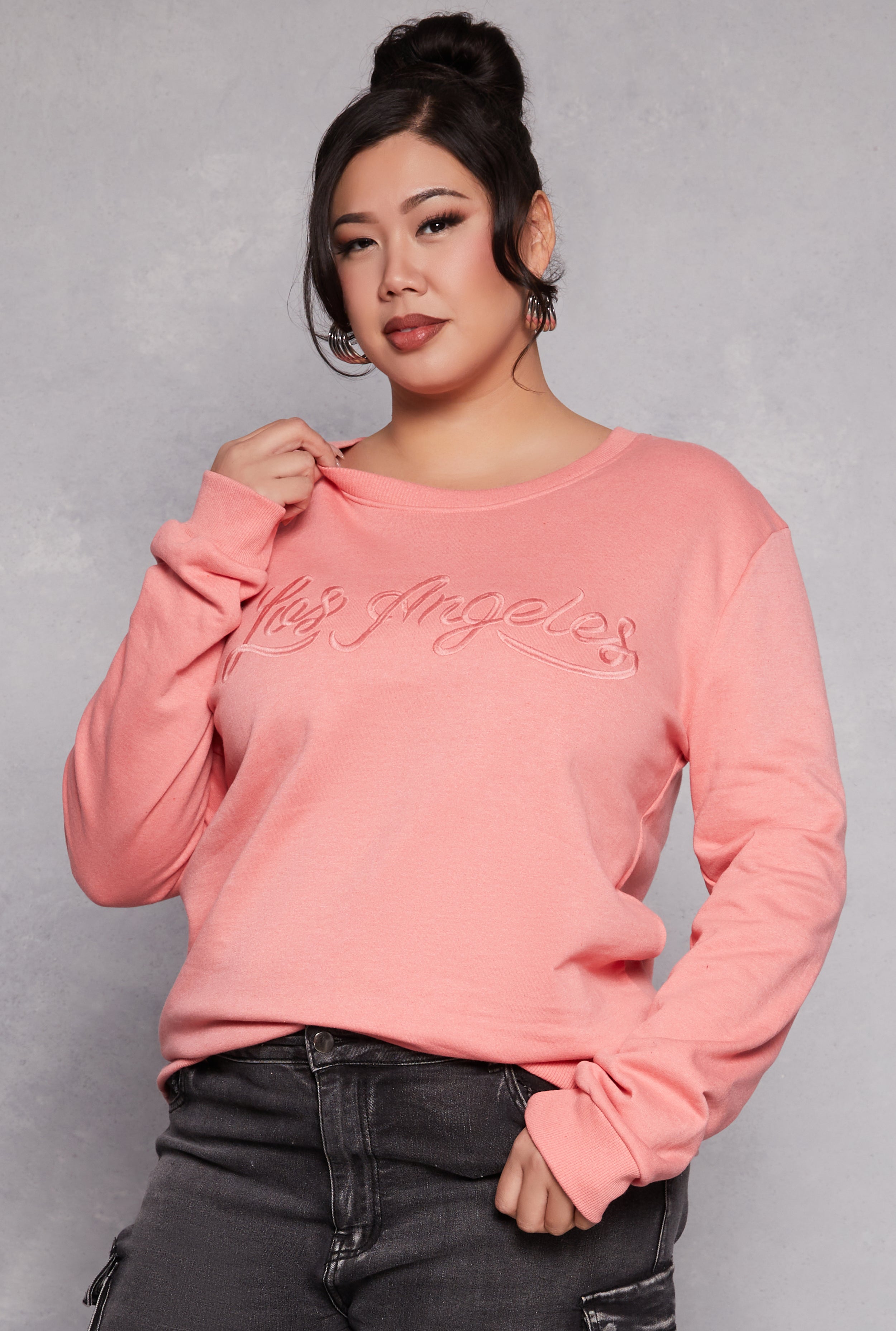 Rainbow Shops Plus Size Los Angeles Pullover Sweatshirt