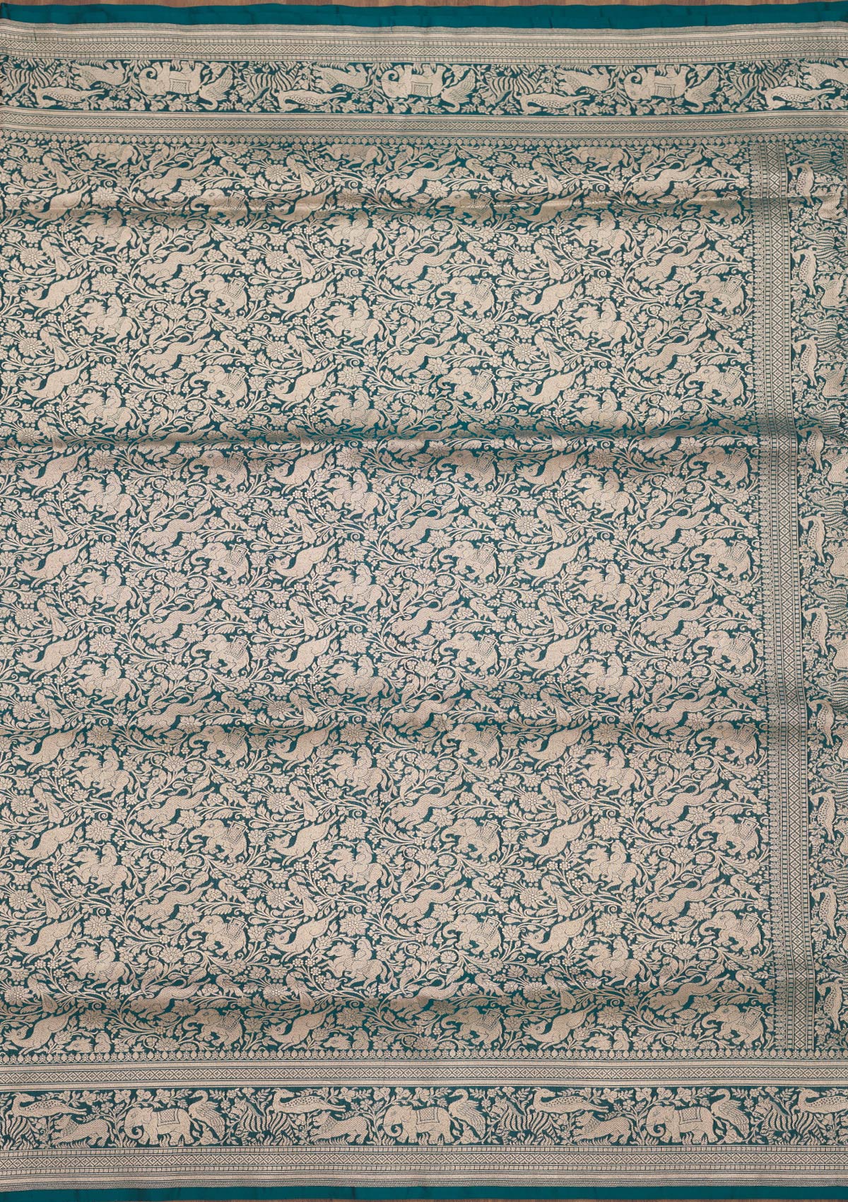 Koskii Peacock Blue Zariwork Pure Silk Saree – Women's - view 6