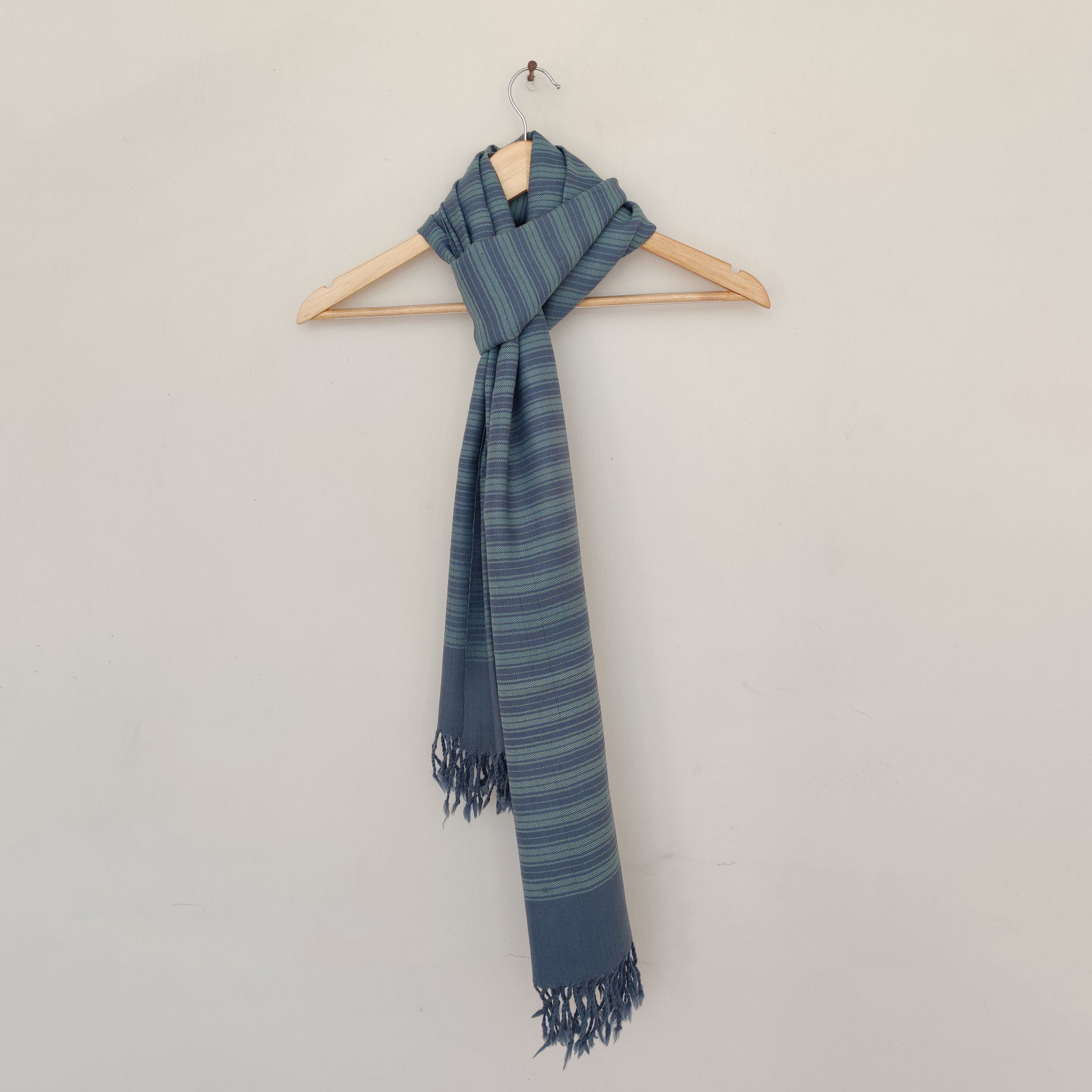 CHARKHA Blue - Grey Handwoven Merino Wool Stole - view 3