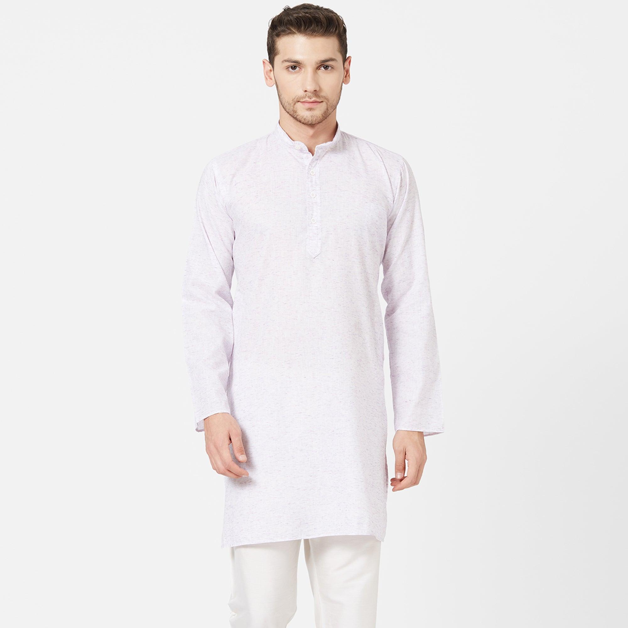 Peachmode Light Lavender Colored Festive Wear Cotton Kurta
