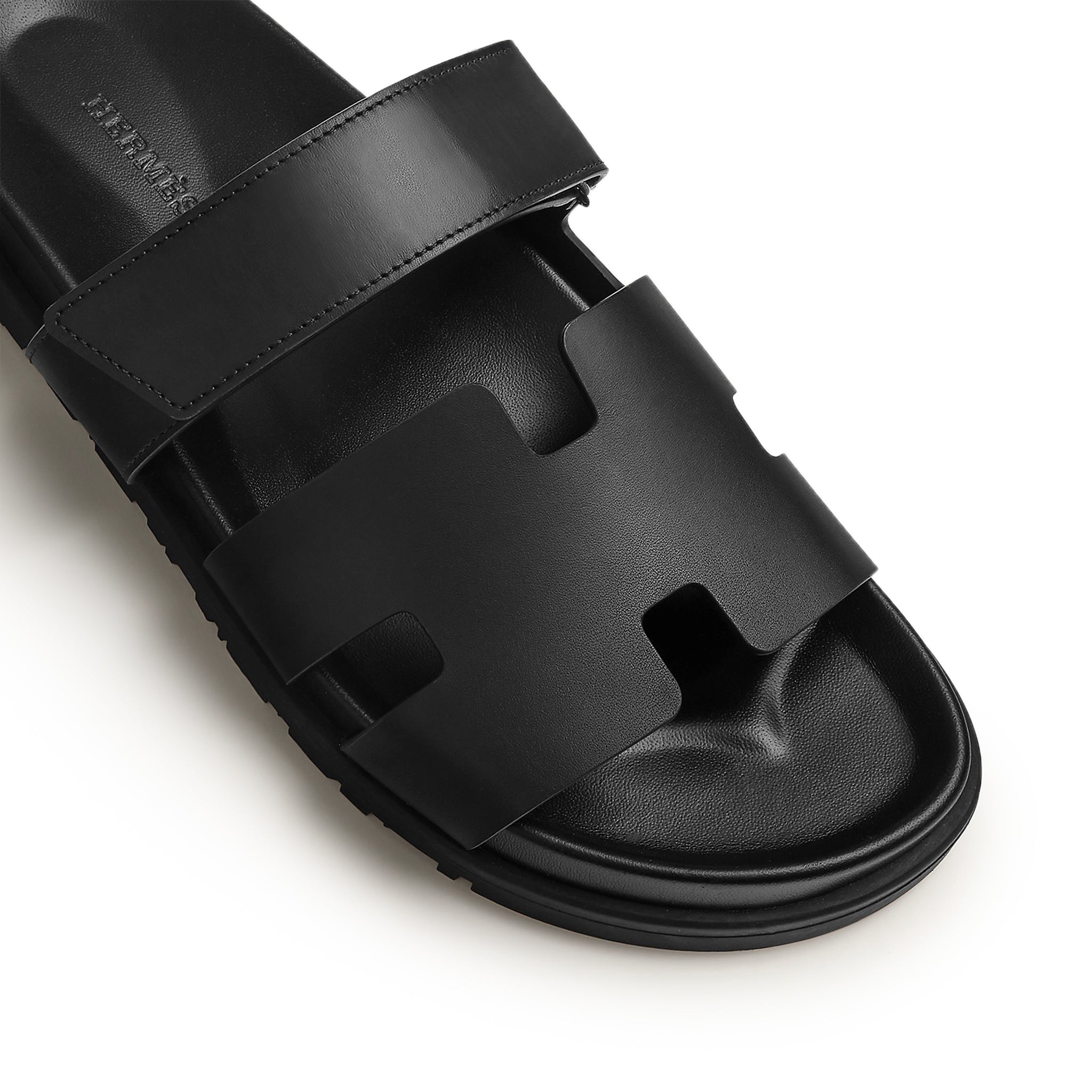 Hermès Paris Chypre Leather Black Sandals - view 5
