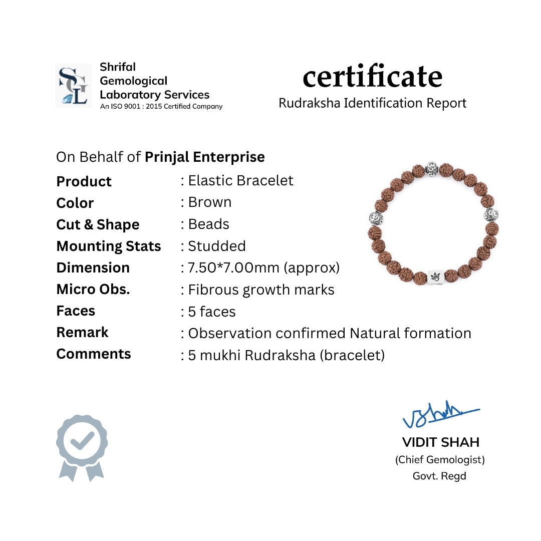 Prinjal Jewellers Rudraksha with Om Silver Beads Bracelet - view 7