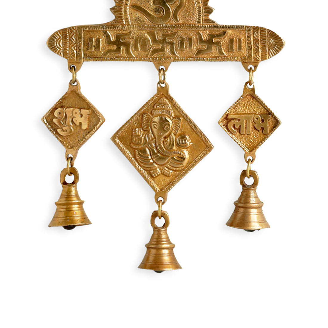 EXCLUSIVELANE 'Shubh Labh Ganesha' Wall Décor Brass Wall Hanging (Hand-Etched, 0.4 Kg) - view 3