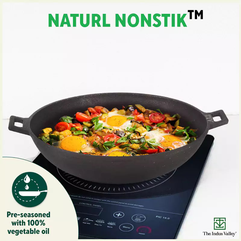 The Indus Valley CASTrong Cast Iron Wok Kadai, Pre-seasoned, 100% Pure, Toxin-free, 31cm, 3.2L, 2.8kg - view 8