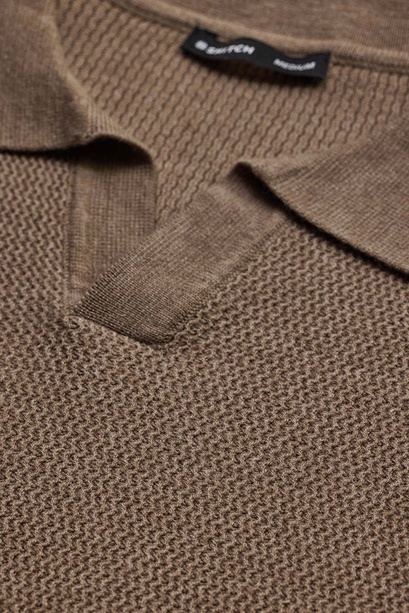 SNITCH Brown Knitted Polo Sweater - view 2