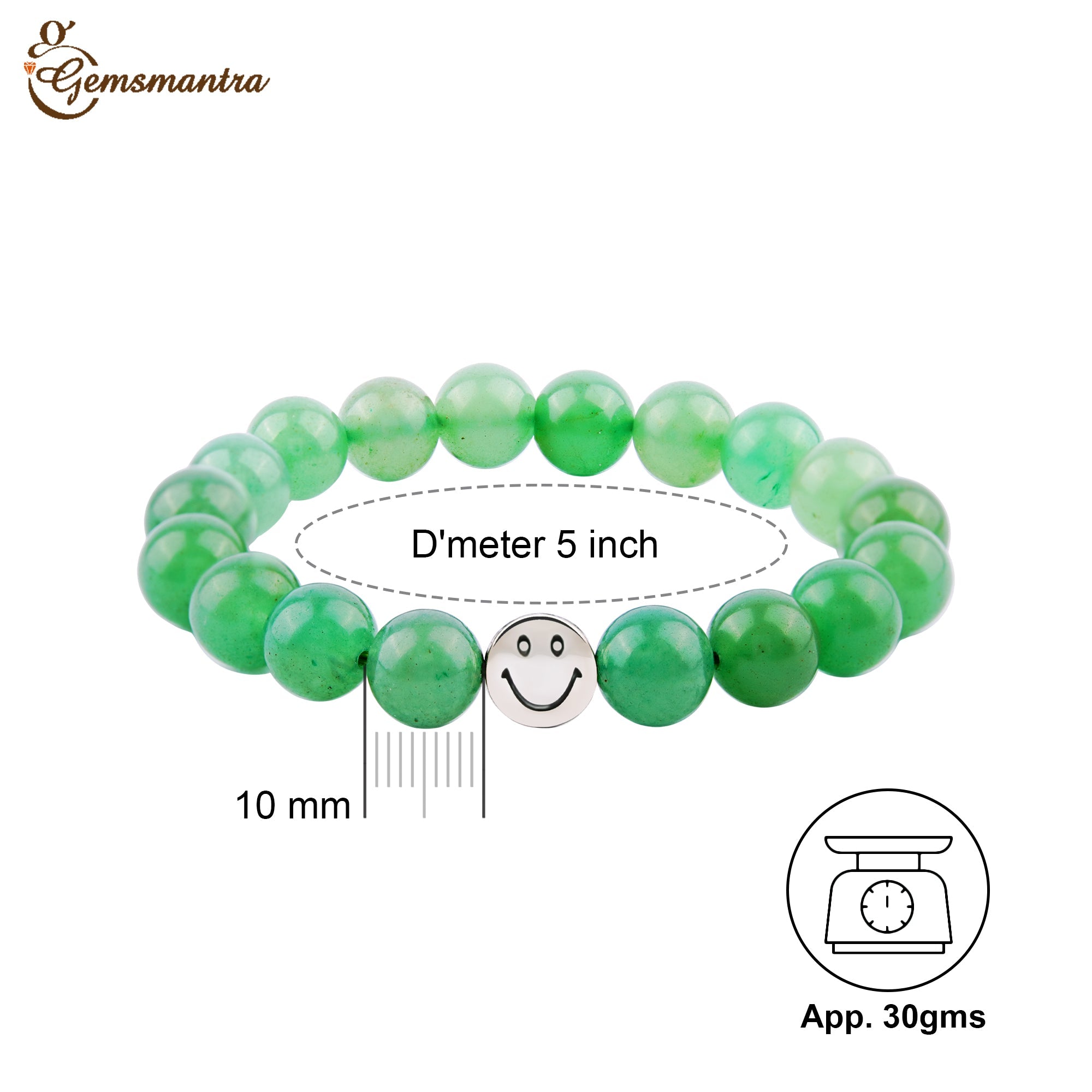Gemsmantra Smile Bracelet - Green Aventurine - view 2