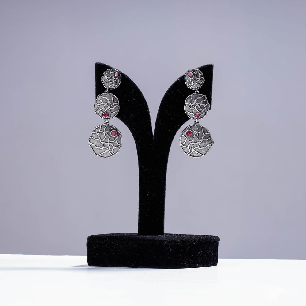 WHITE RIVER STORIES Antique Silver Finish Oxidised Brass Base Earrings