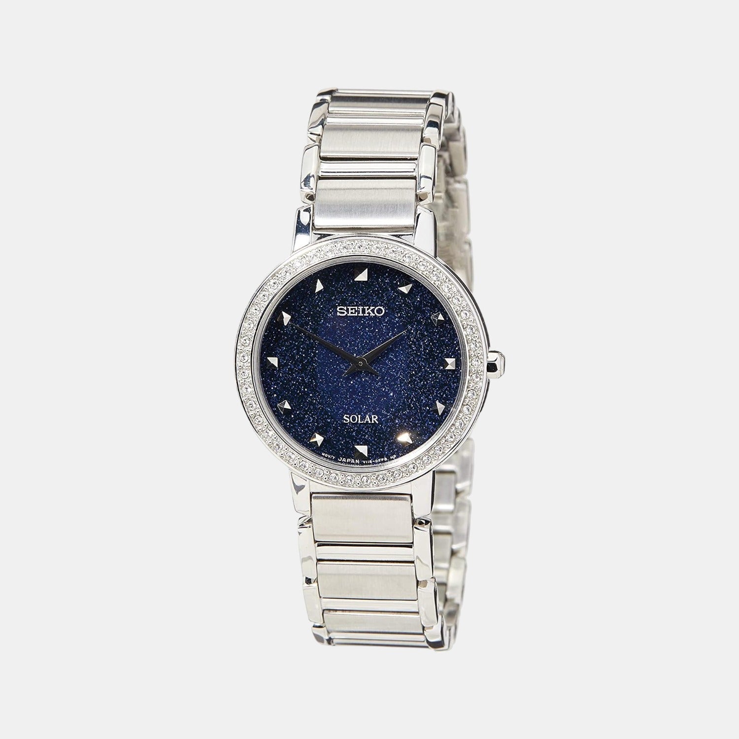 Seiko Dress Women Solar Blue Dial Analog Stainless Steel Watch SUP433P1