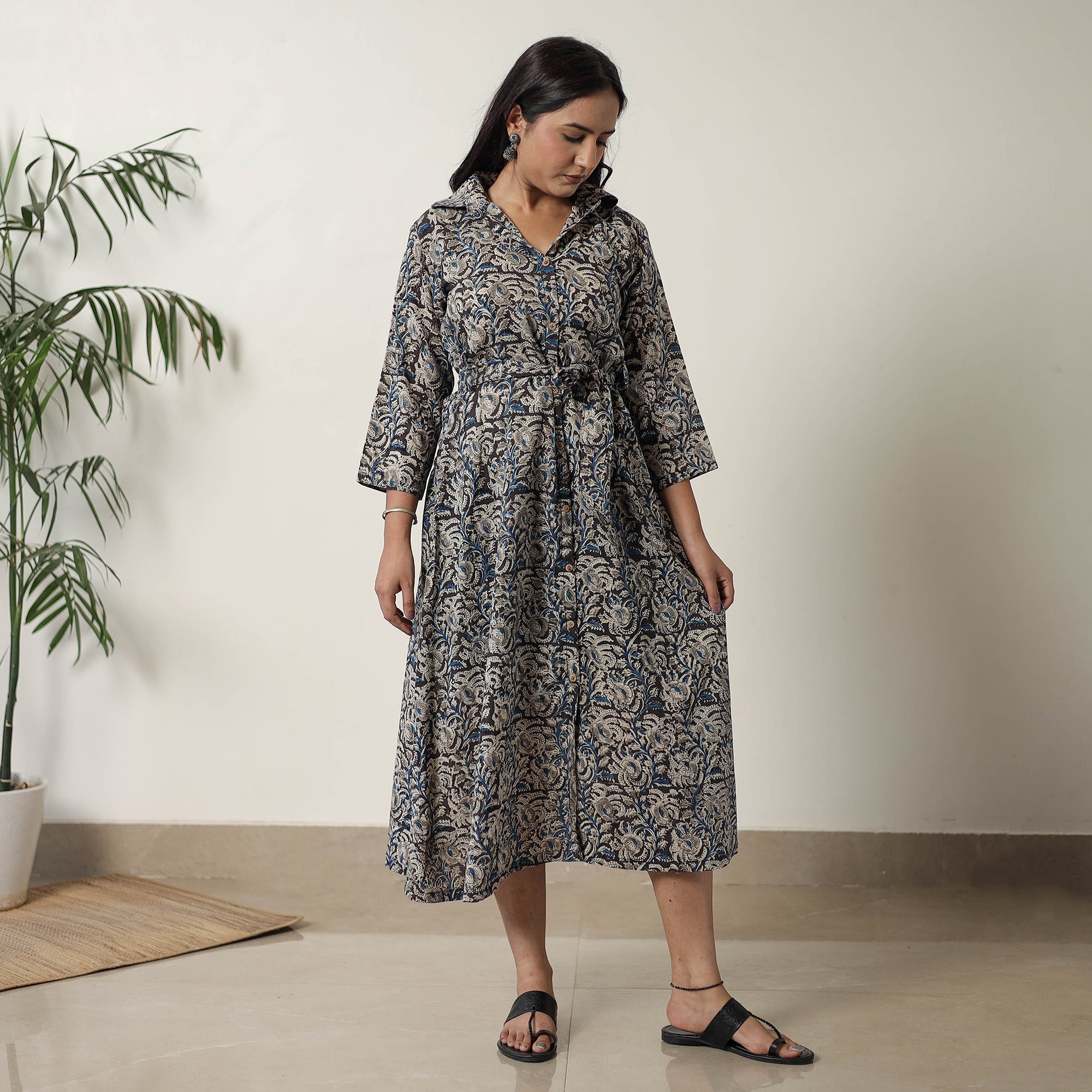ITOKRI CASUALS Black - Pedana Kalamkari Block Printed Cotton Dress 13 - view 2