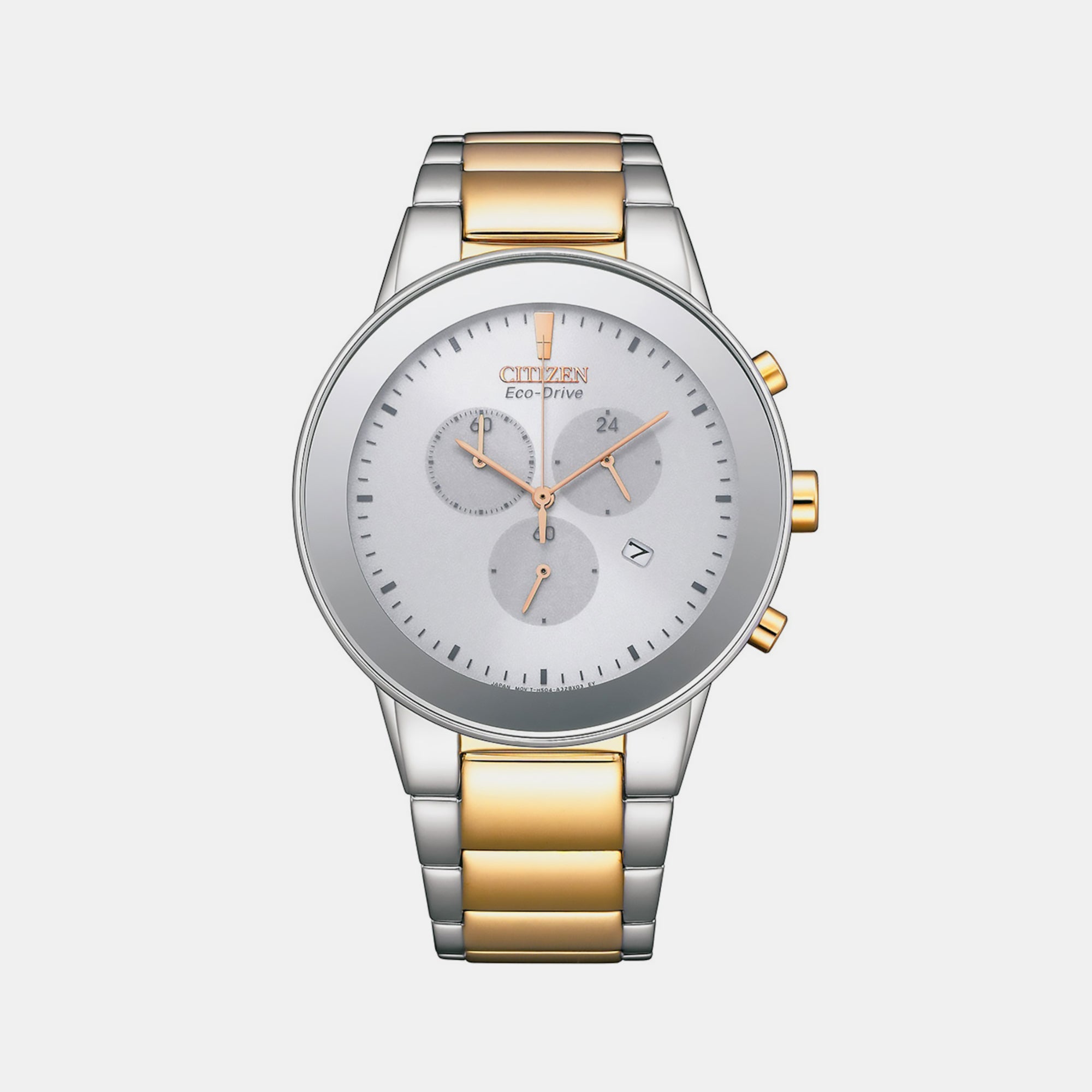 Citizen Axiom Men Eco-Drive White Dial Chronograph Stainless Steel Watch AT2244-84A