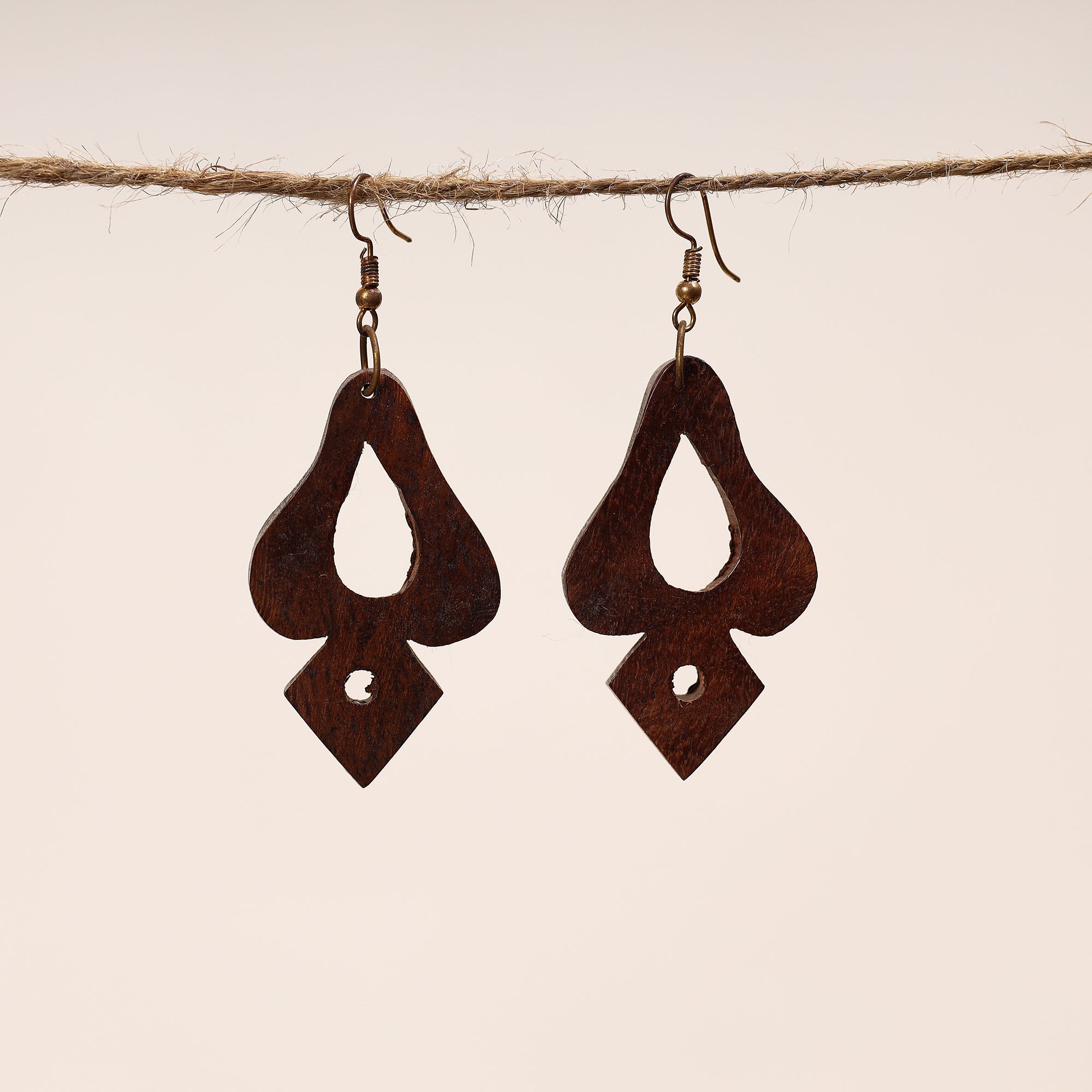 ITOKRI CRAFTS INITIATIVE Bijnor Hand Carved Sheesham Wood Earrings - view 2
