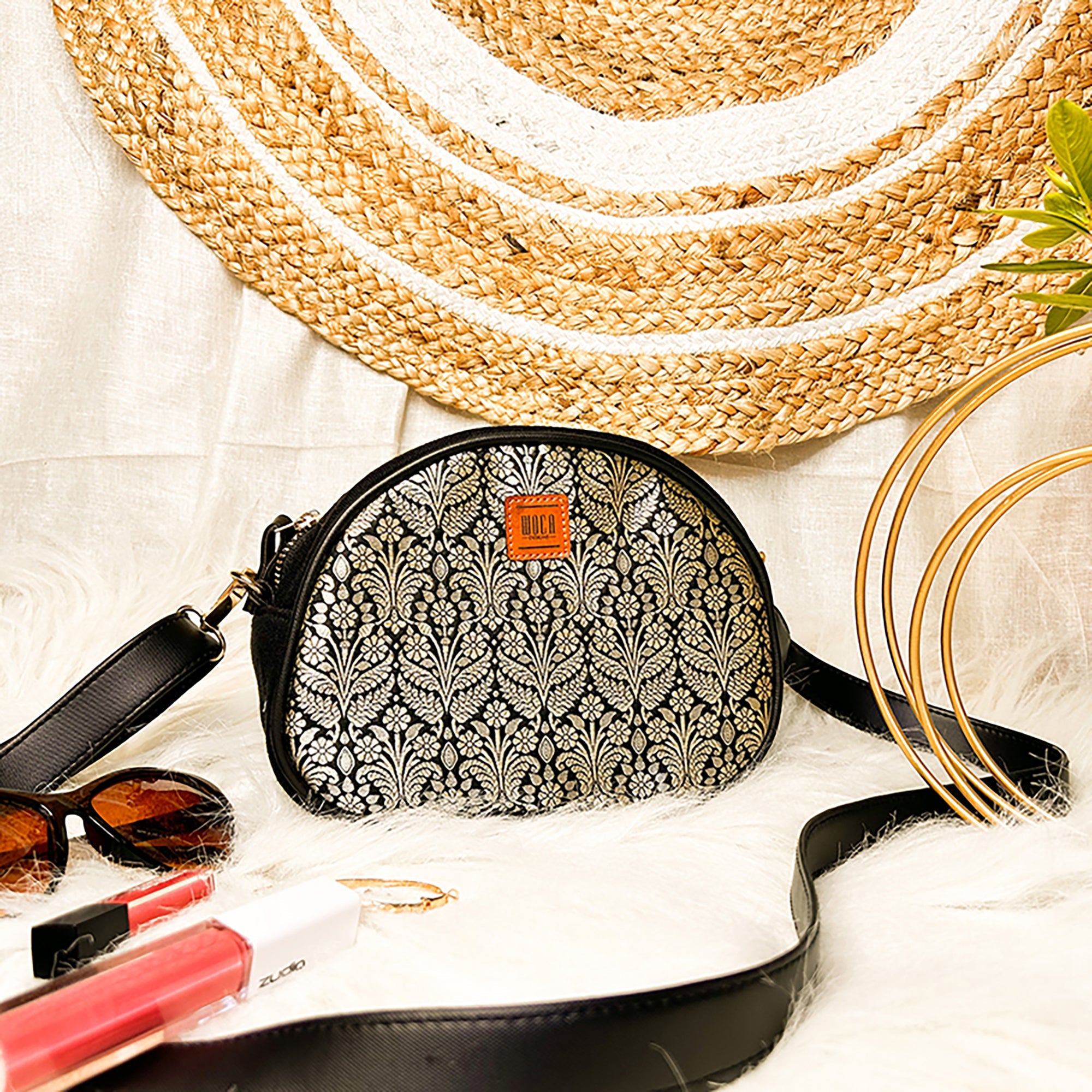 WOCA DESIGNS Black - Kavita Banarasi Silk Sling Bag - view 2