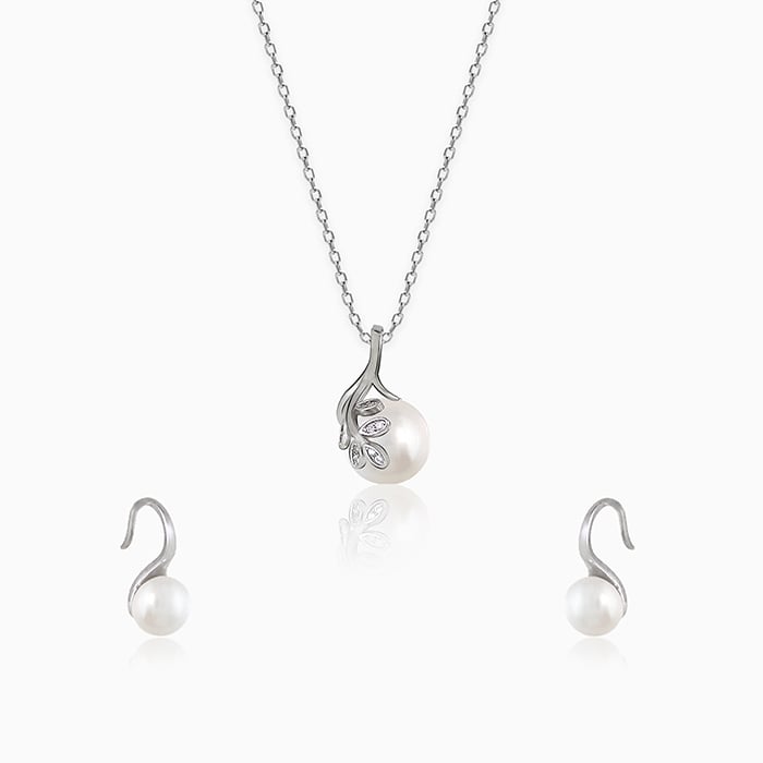 GIVA Jewellery Charming Pearl Set with Link Chain