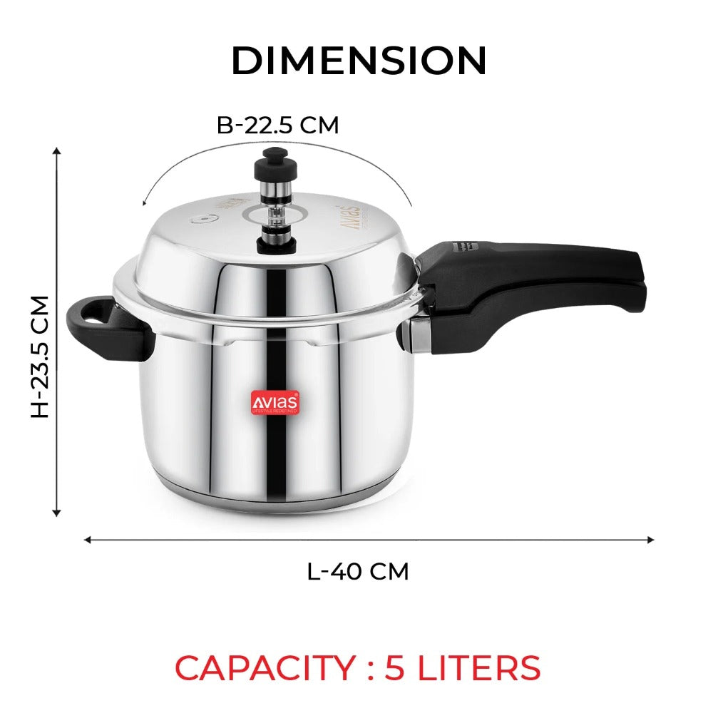 AVIAS Ceres Stainless Steel Premium Outer Lid Pressure Cooker | Gas & Induction Compatible | Silver - view 7