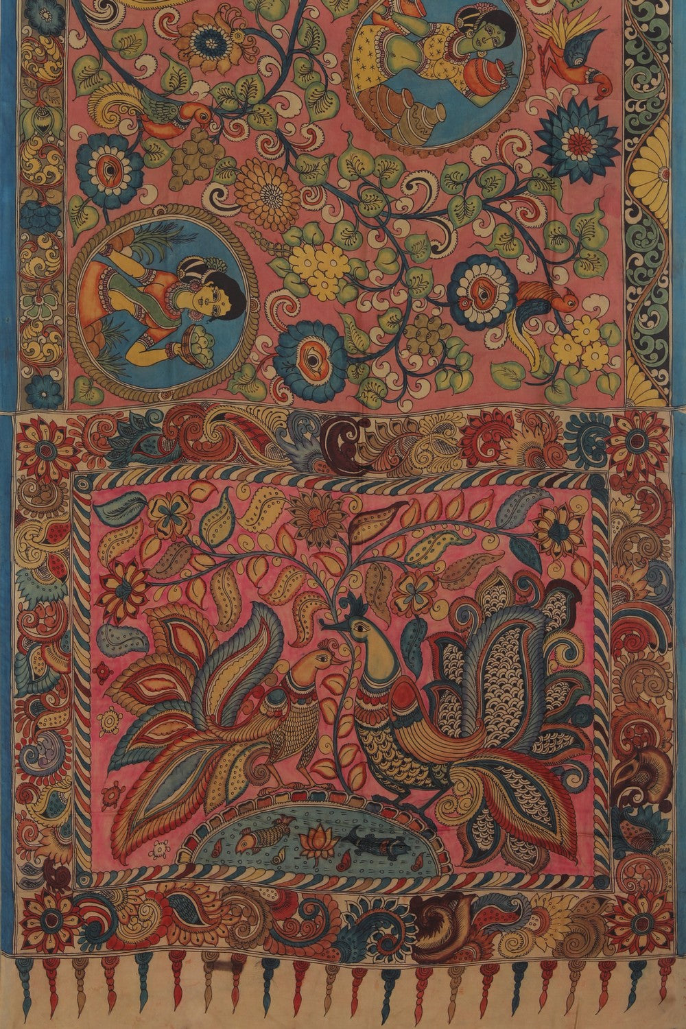 Kalanjali Kalamkari Hand-Painted Crepe Silk Saree - view 3