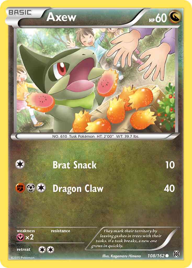 Common xy8-108 non-holo – Pokémon Axew - 108/162 - Common [xy8-108] [Non-Holo]
