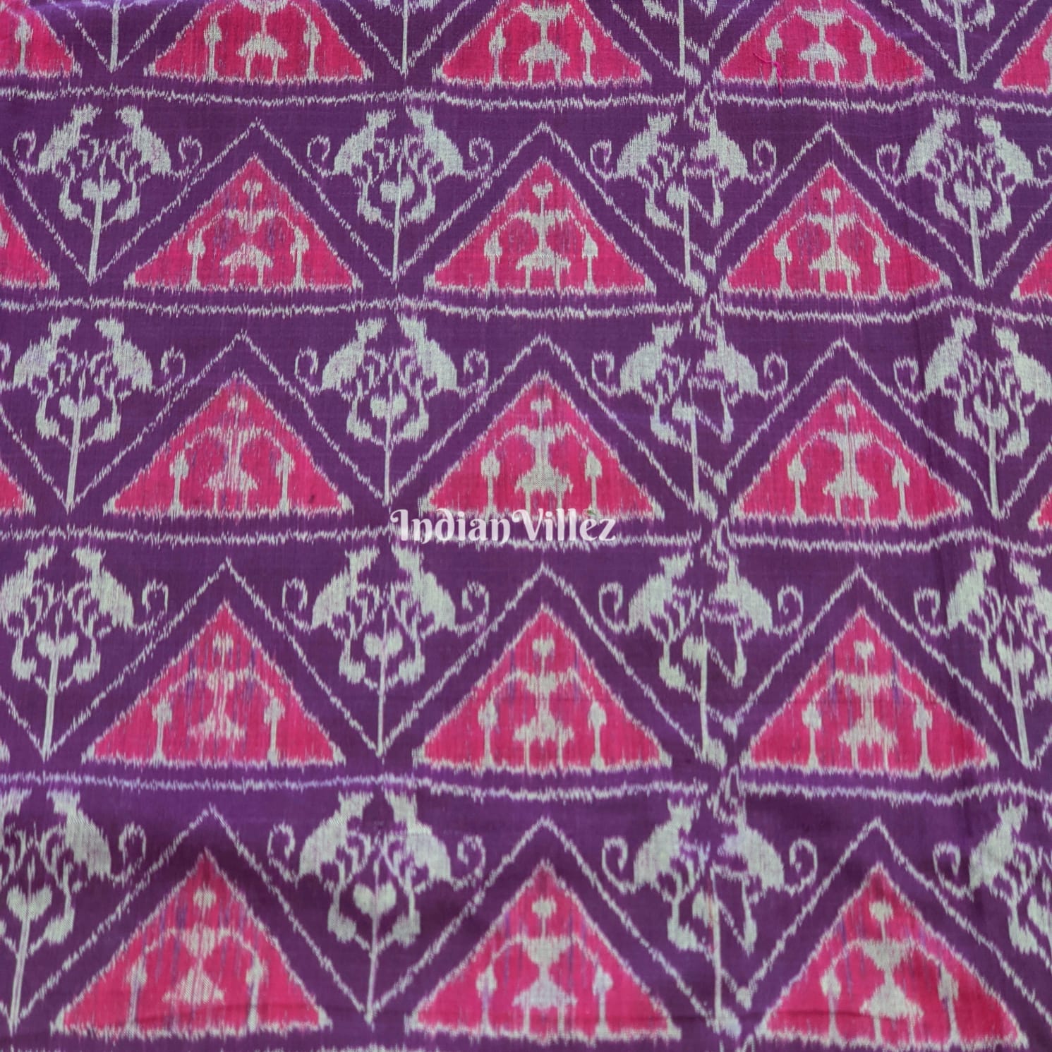 IndianVillèz Purple Pink Tribal Theme Sambalpuri Cotton Fabric - view 2
