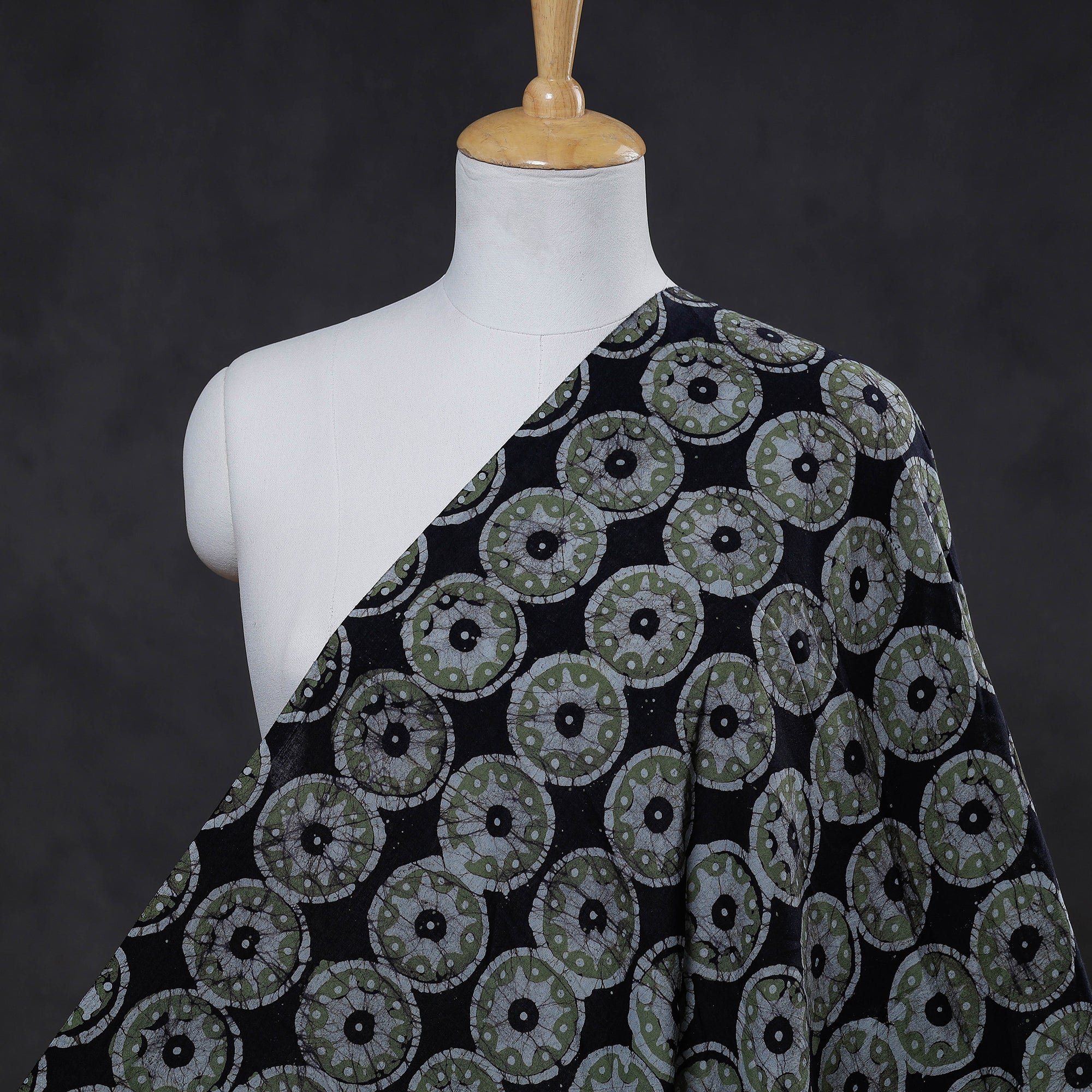 KACHCHH JI CHHAAP Black - Hand Printed Cotton Batik Fabric