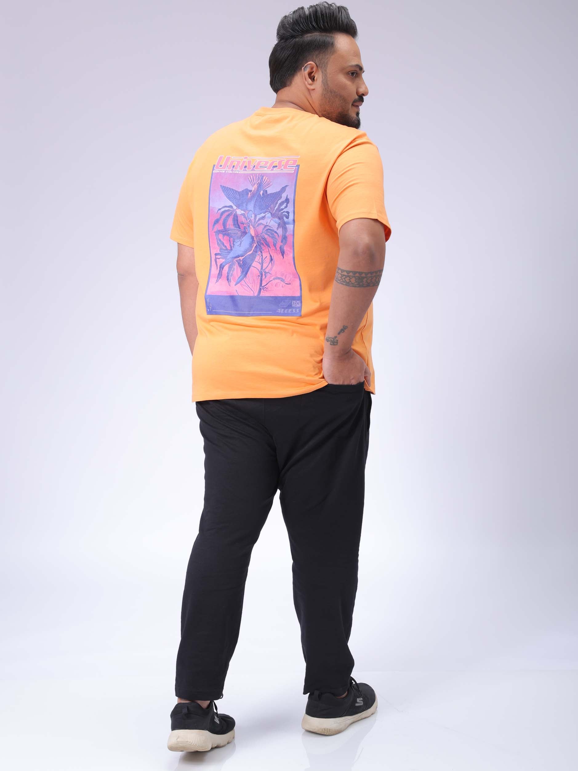 HARDSODA Men's Plus Size Orange Regular Fit Back Printed T-Shirt - view 2