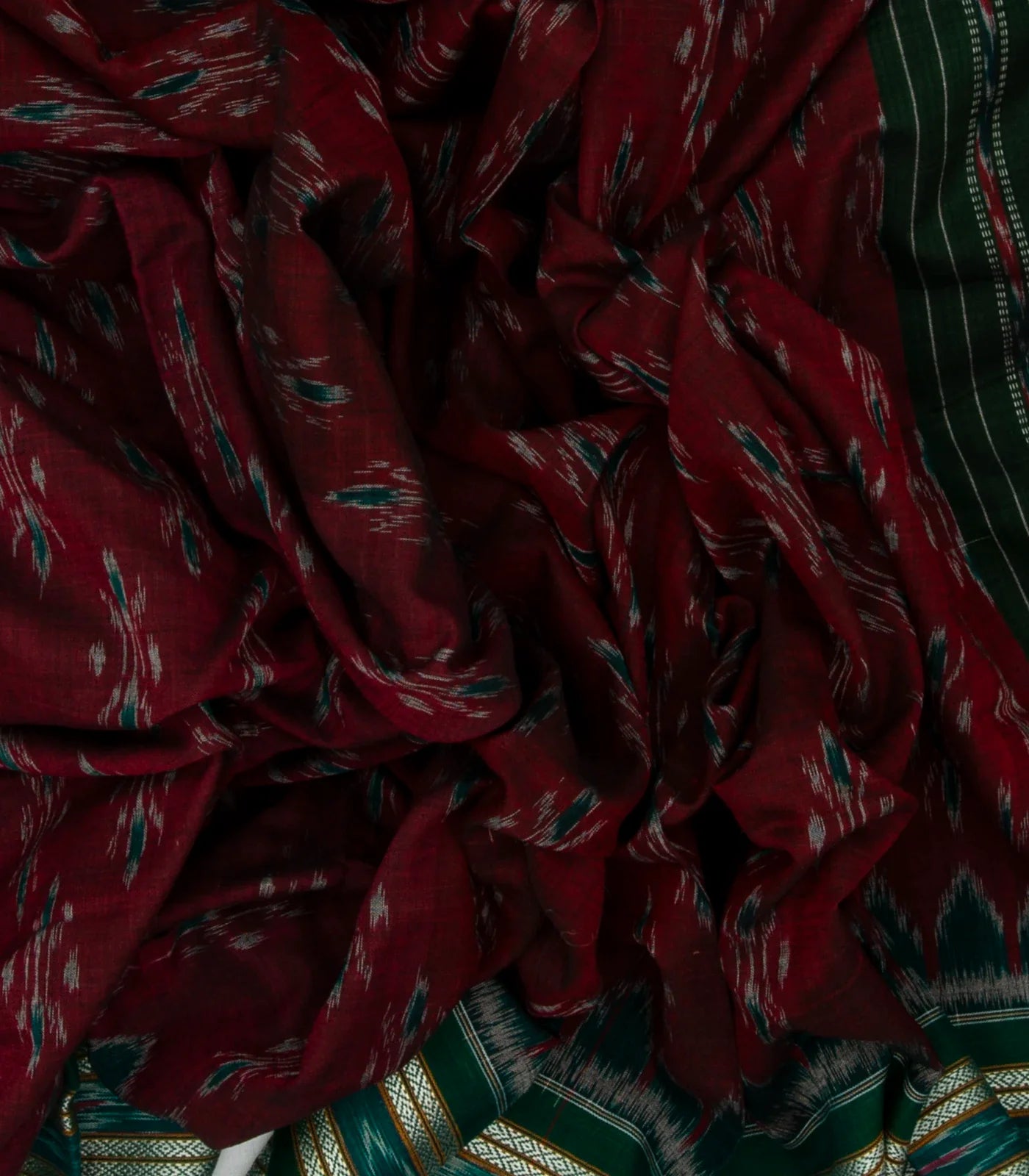 RmKV Maroon Handloom Orissa Cotton Saree With Tie & Dye Flower Motifs - view 3