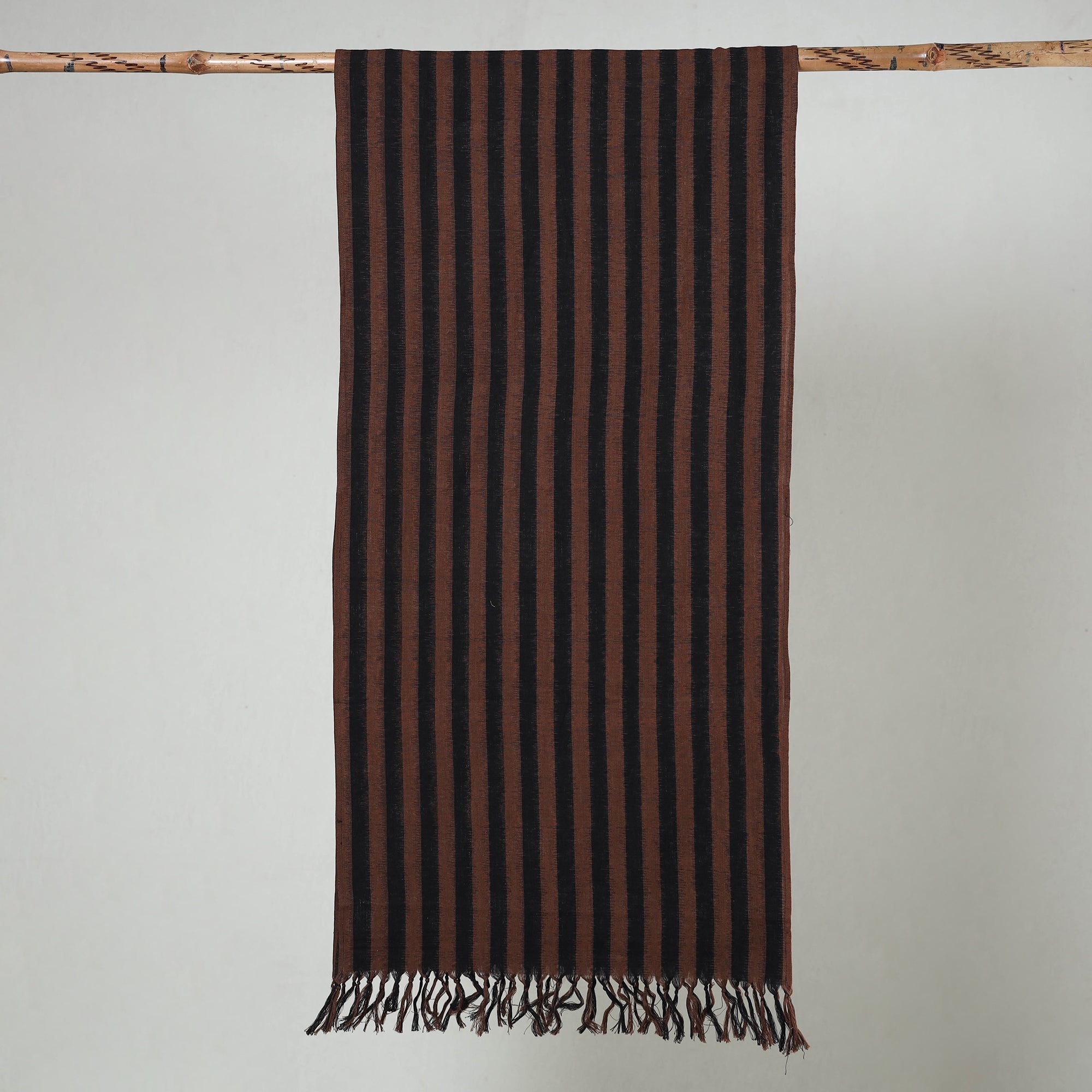 POCHAMPALLY IKAT WEAVES BY GOVARDHAN Brown - Handloom Cotton Pochampally Central Asian Ikat Stole - view 2