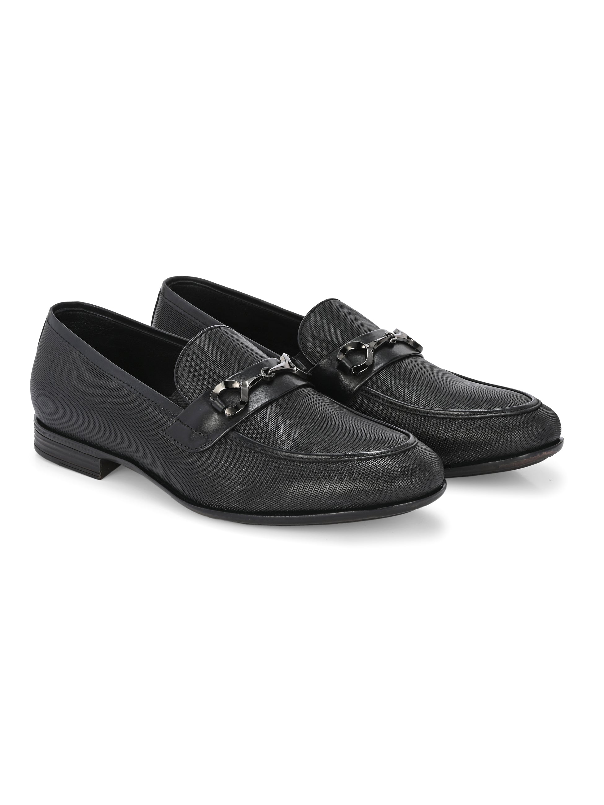 Nova Textured Buckled Loafers by Aspeerio – Black - view 6