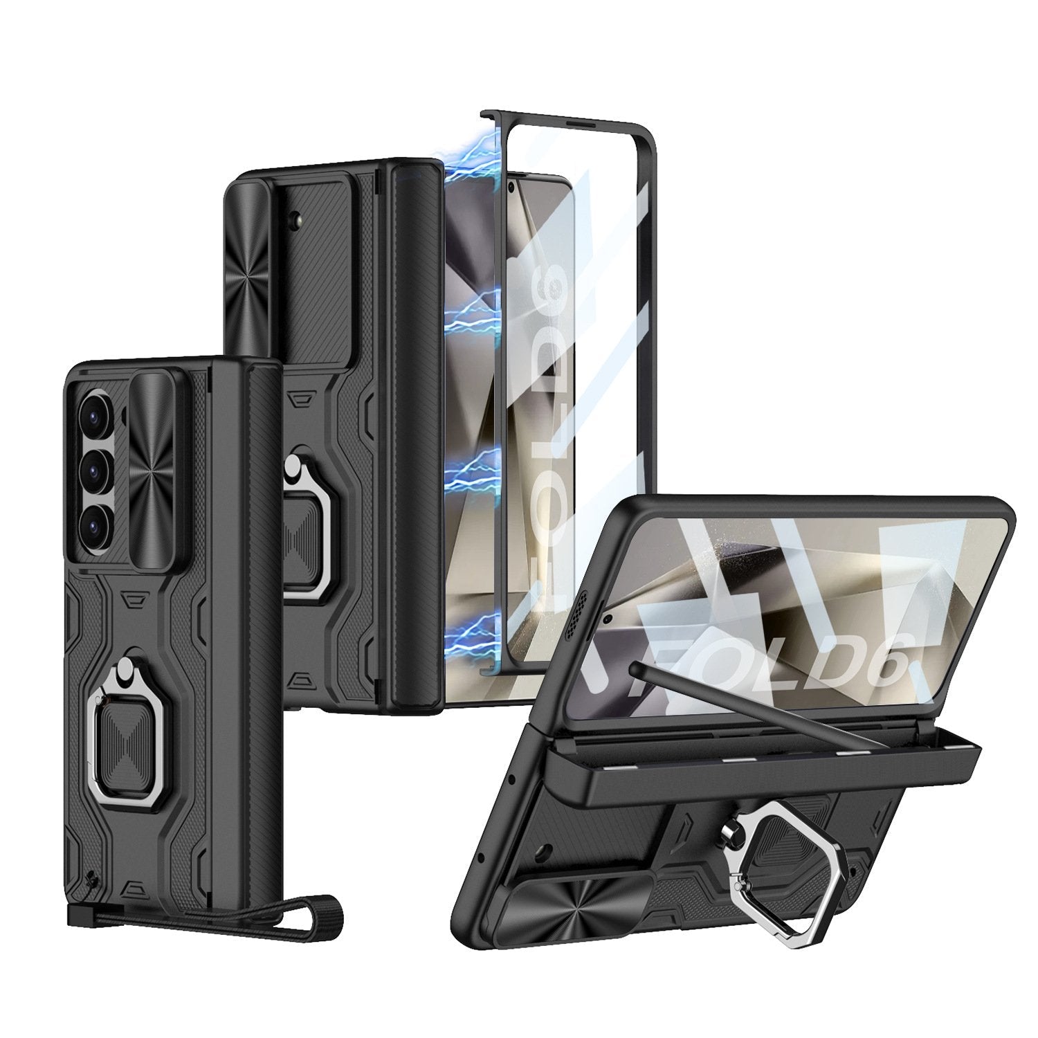 Million Cases Galaxy Z Fold6 Guardian Sliding Lens Ring Buckle Case