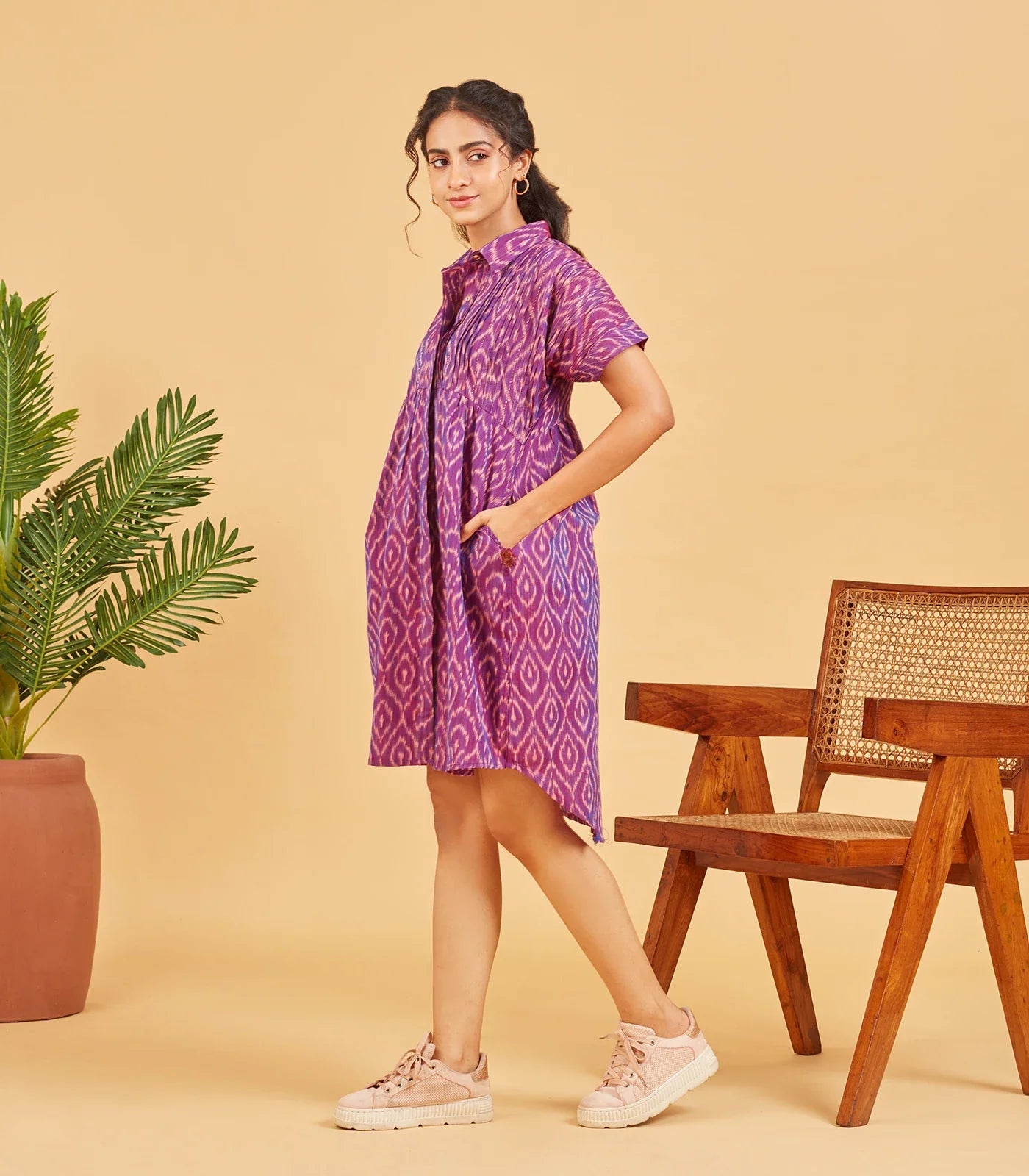 RmKV Purple Ikat Button Up Dress - view 2