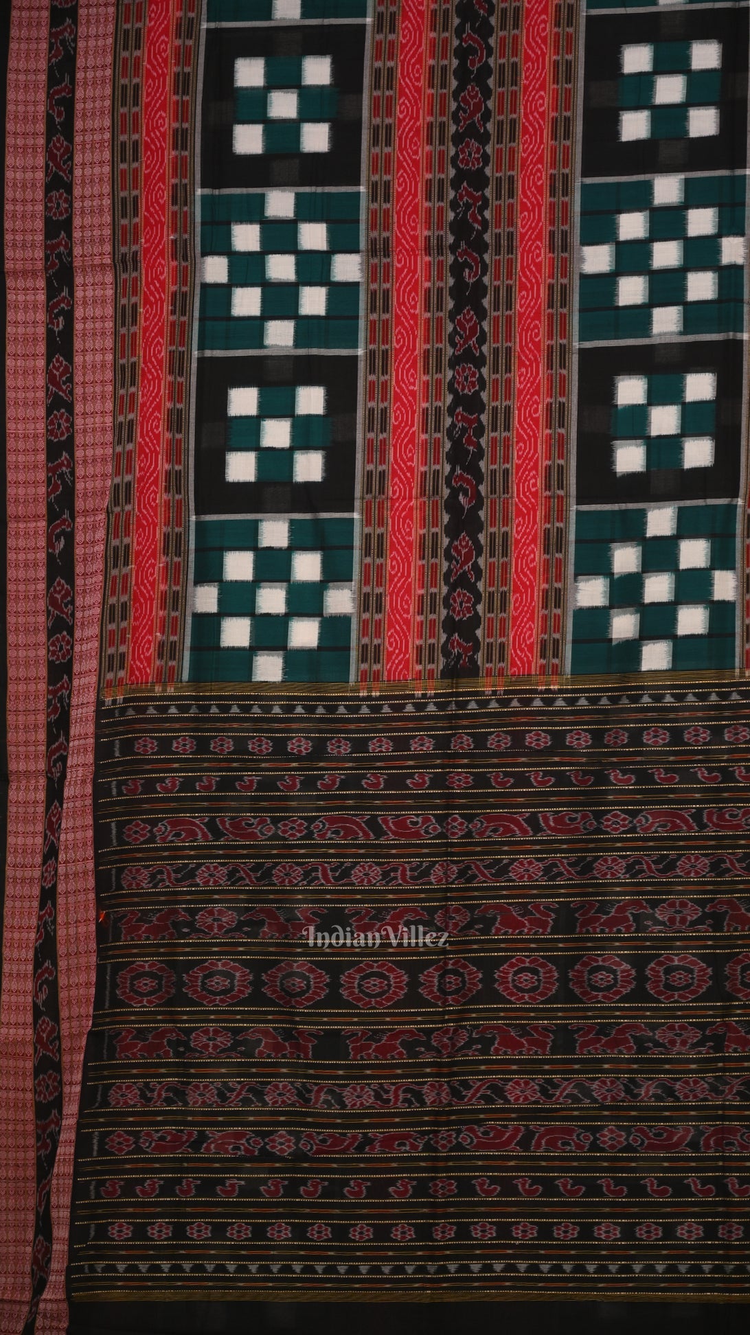 IndianVillèz Multi Color Odisha Sambalpuri Pure Cotton Pasapali Saree - view 2