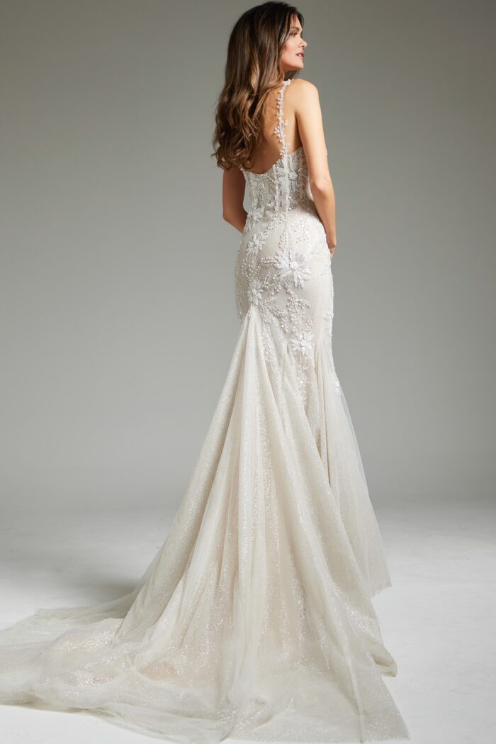 Jovani JB40631 Mermaid Long Beaded Wedding Dress - view 2