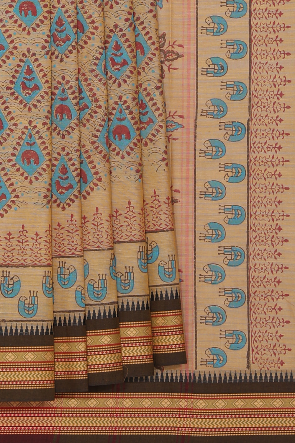 Kalanjali Ethnics Hand block printed cotton saree - view 2