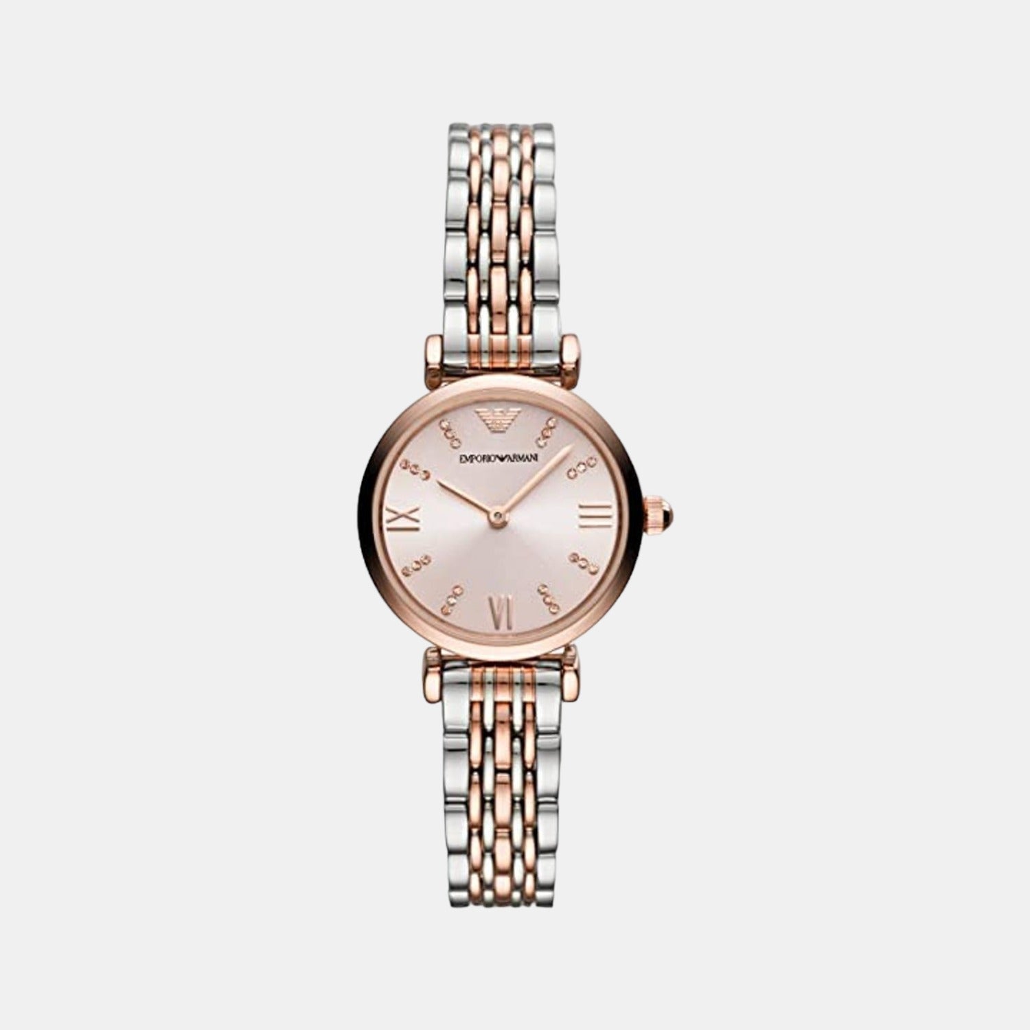 Emporio Armani Gianni T-Bar Women Quartz Pink Dial Analog Stainless Steel Watch AR11223