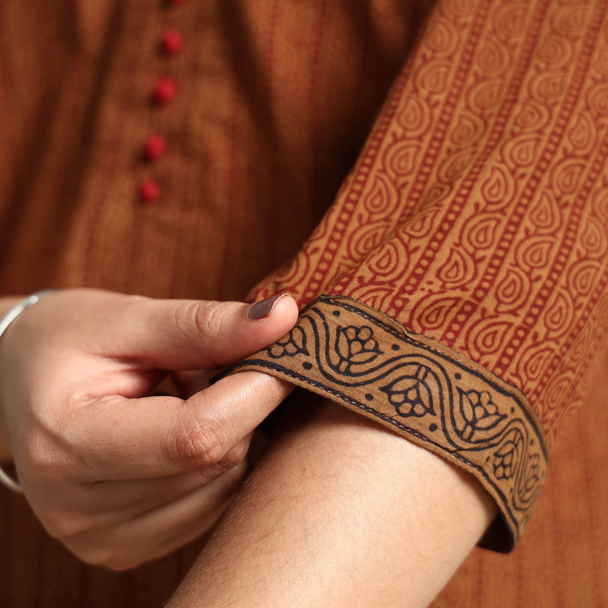 ITOKRI CASUALS Brown - Bagh Block Printed Cotton Kurta with Palazzo Set - view 5