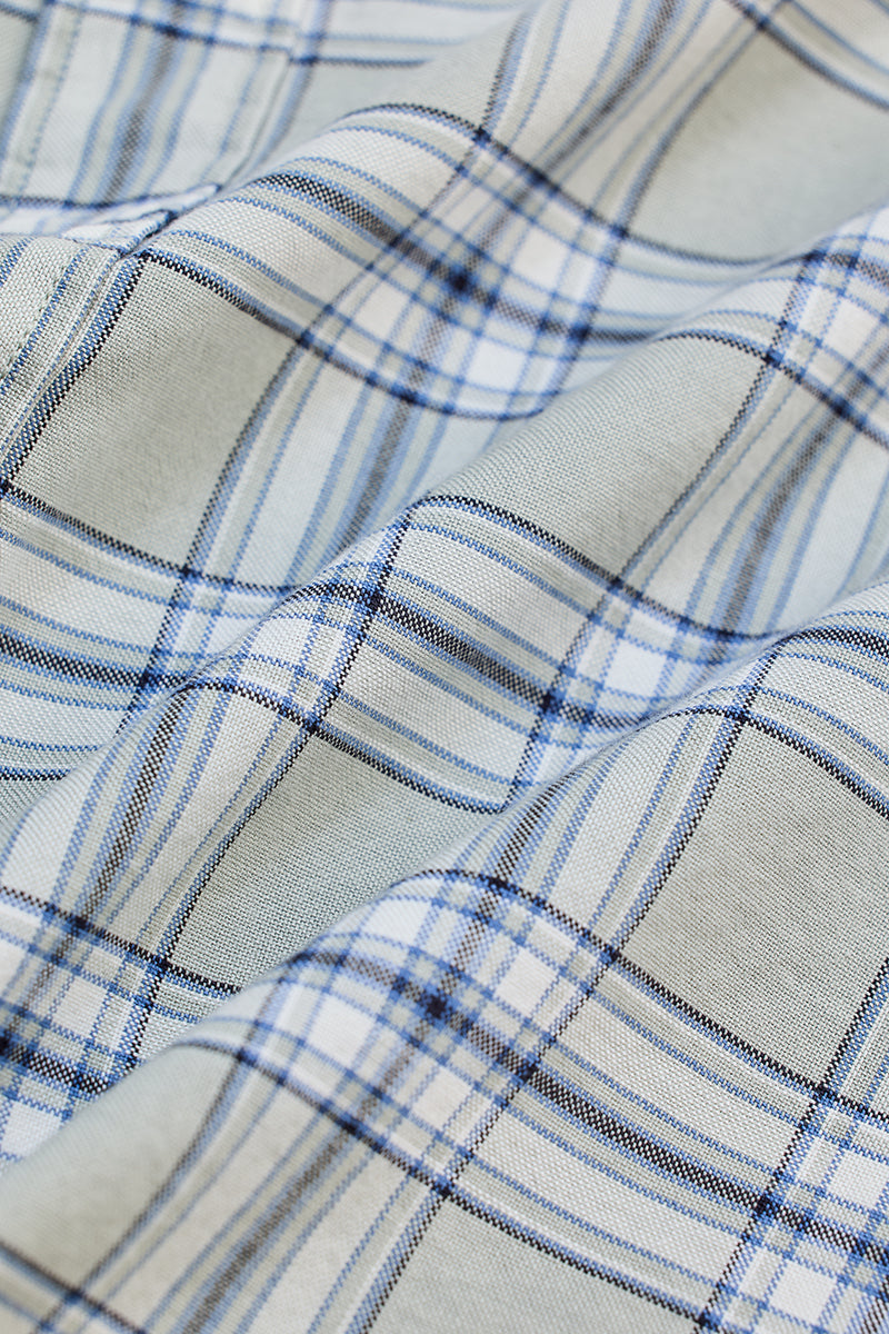 SNITCH Light Grey Checks Slim Fit Shirt - view 9