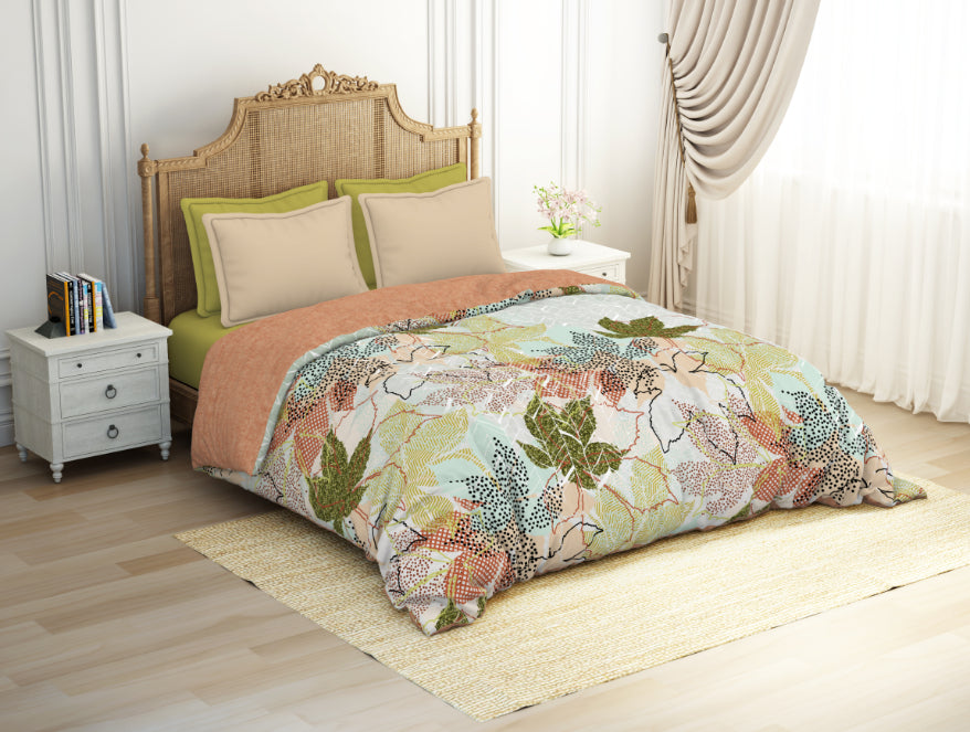 Spaces India Floral Dusty Aqua - Light Aqua Hygro Cotton Shell Double Quilt / AC Comforter - Greeneries By Spaces - view 2