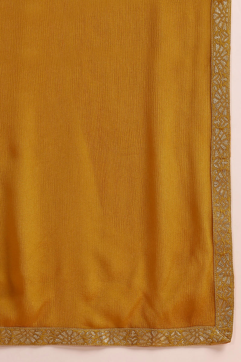 Ahika Mustard Yellow Silk Blend Abstract Woven Design Straight Trouser Bottom Suit Set PKSKD2583 - view 7