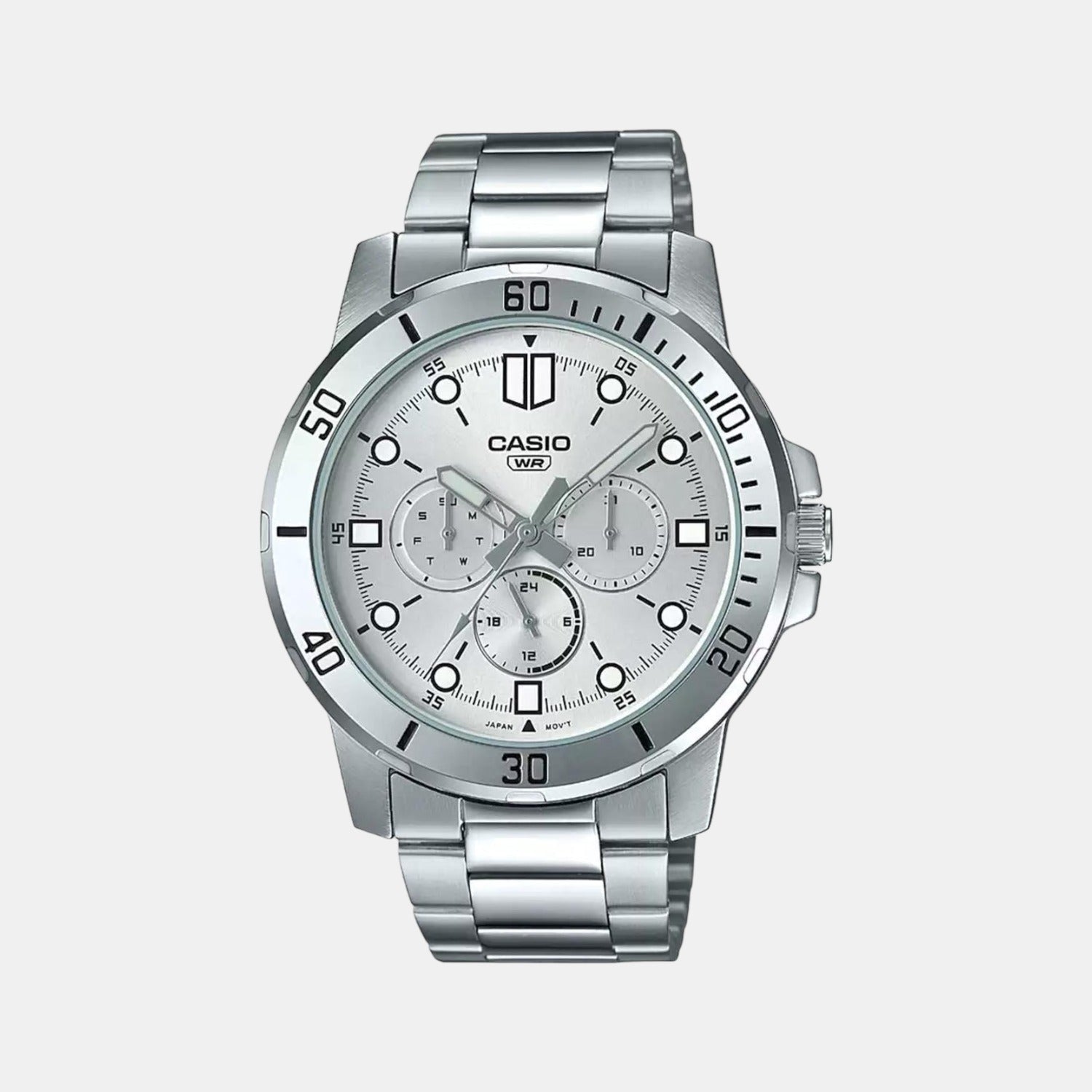 Casio Enticer Men Quartz Silver Dial Chronograph Stainless Steel Watch A1750