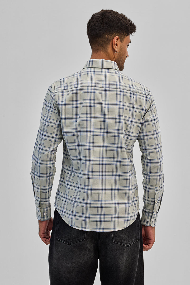SNITCH Light Grey Checks Slim Fit Shirt - view 7