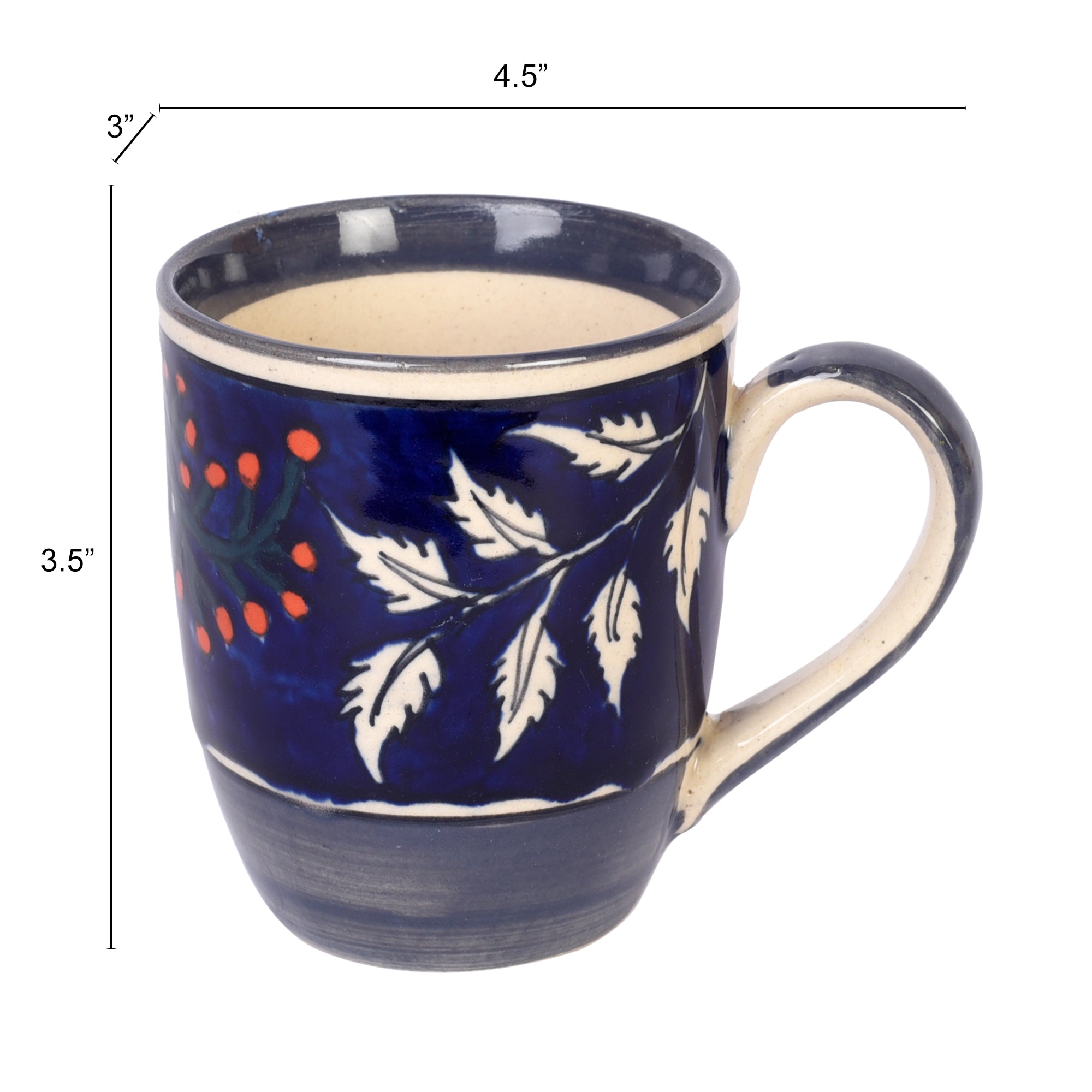 ART CREATIONS BY SUMAN SONTHALIA Blue - Blooming Leaves Drinking Mugs S06 - view 5