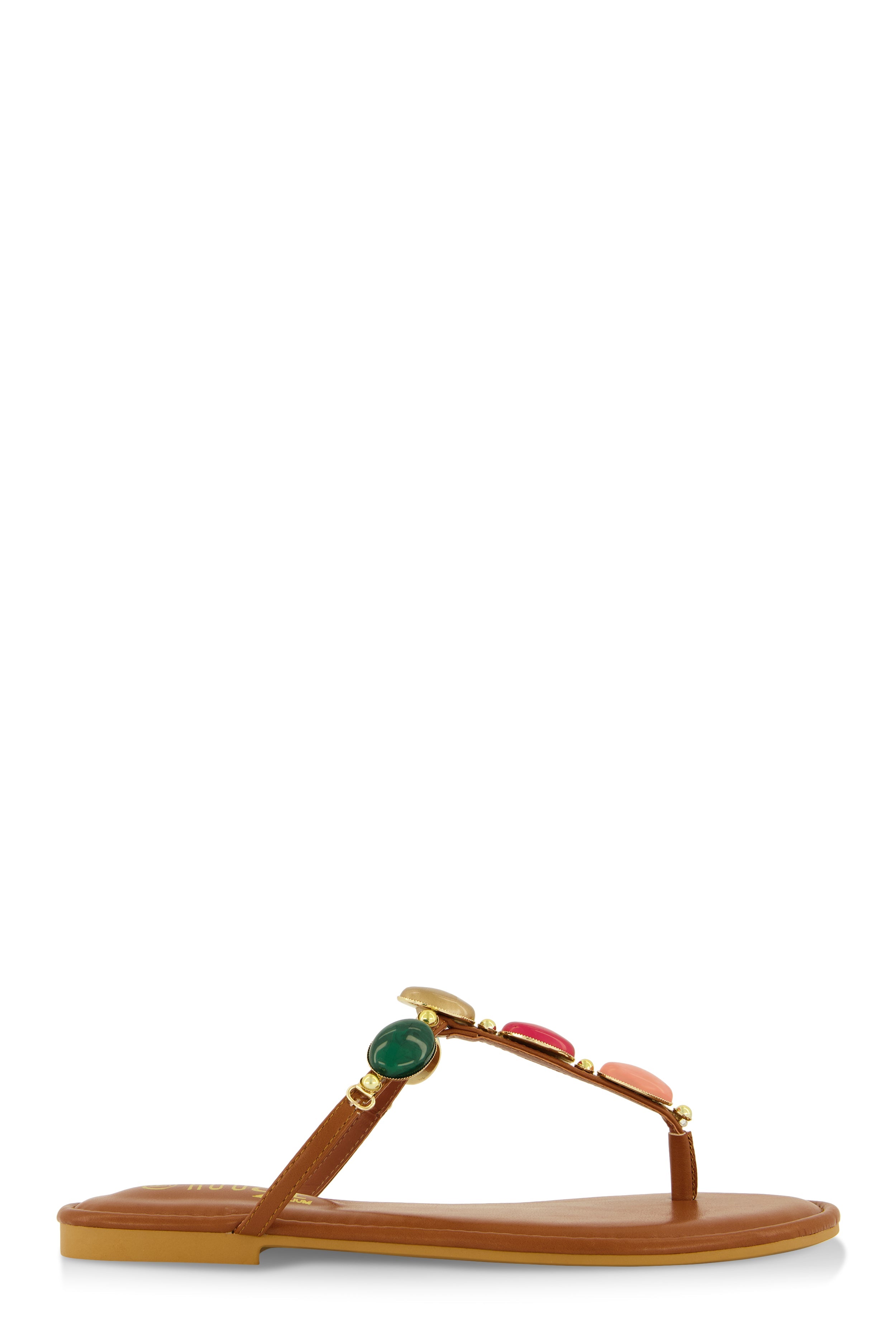 Rainbow Shops Boho Gemstone Thong Slide Sandals - view 2