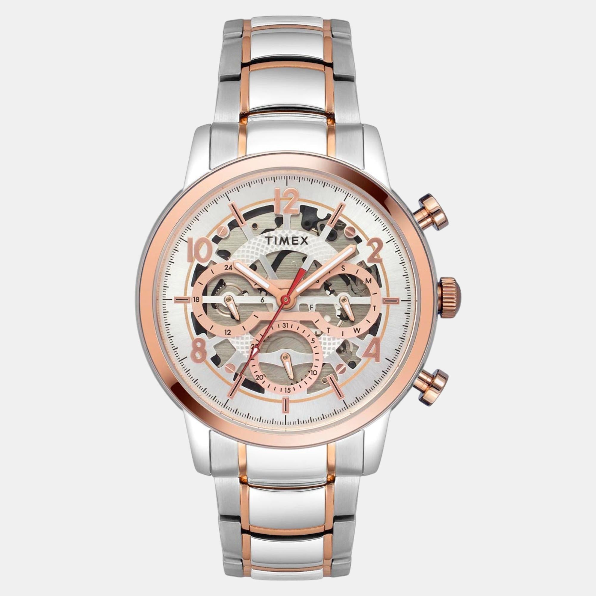 Timex E Class Men Quartz Silver Dial Multi-Function Stainless Steel Watch TWEG20205