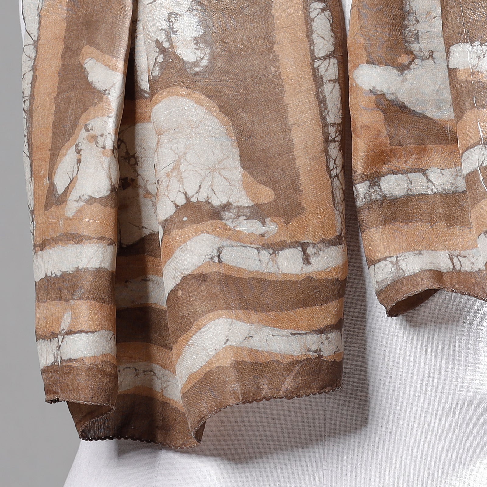 BINDAAS UNLIMITED Brown - Handspun Block Art Print Mulberry Silk Bindaas Stole - view 3