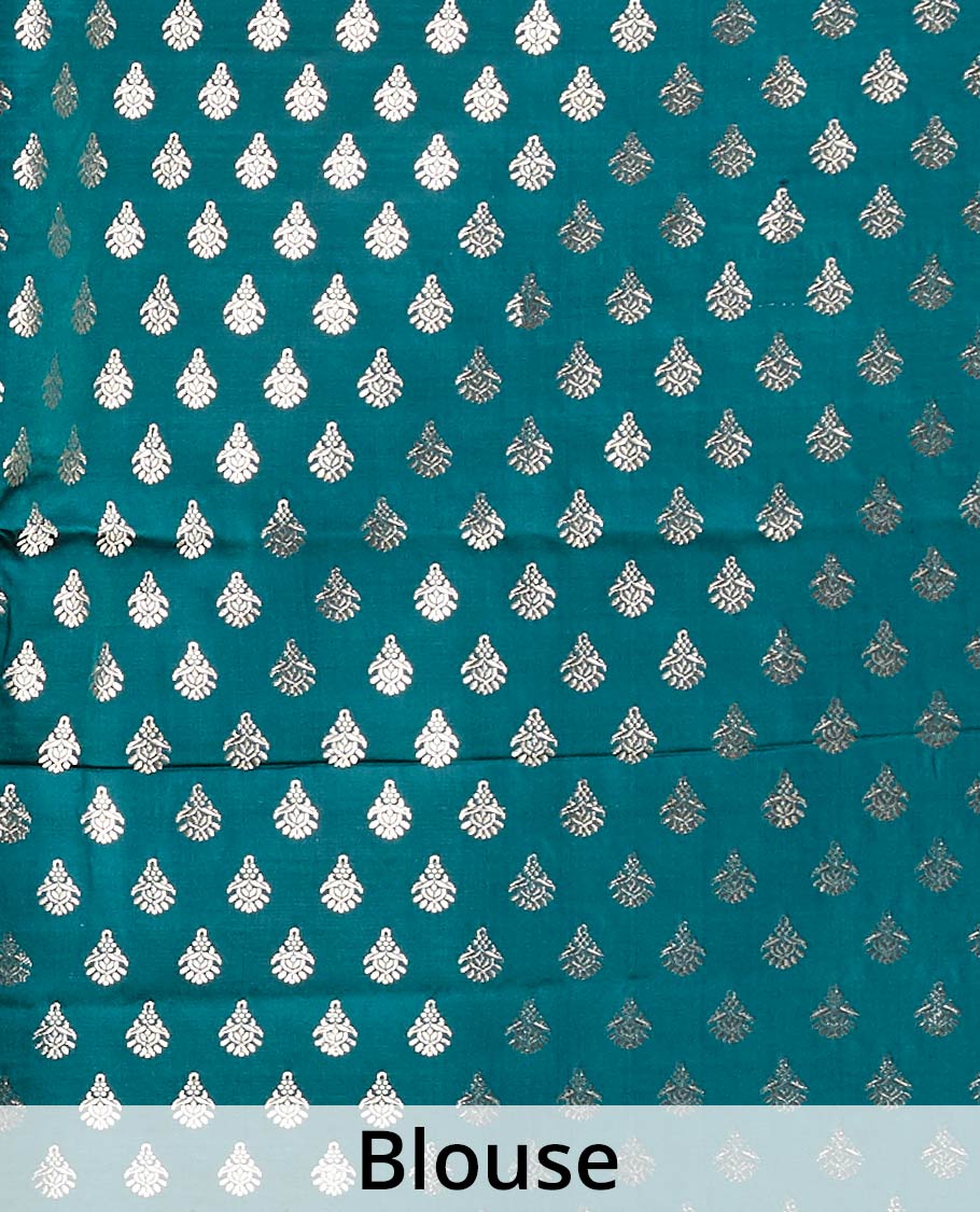 Pothys Green buttas kathan silk saree with self zari border - view 4