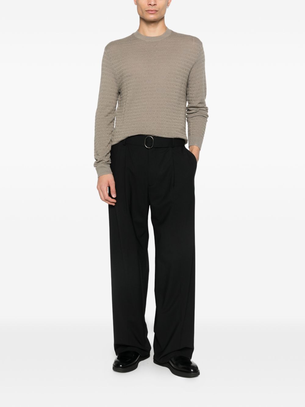 Emporio Armani Wool crewneck sweater – 100% Virgin Wool - view 3