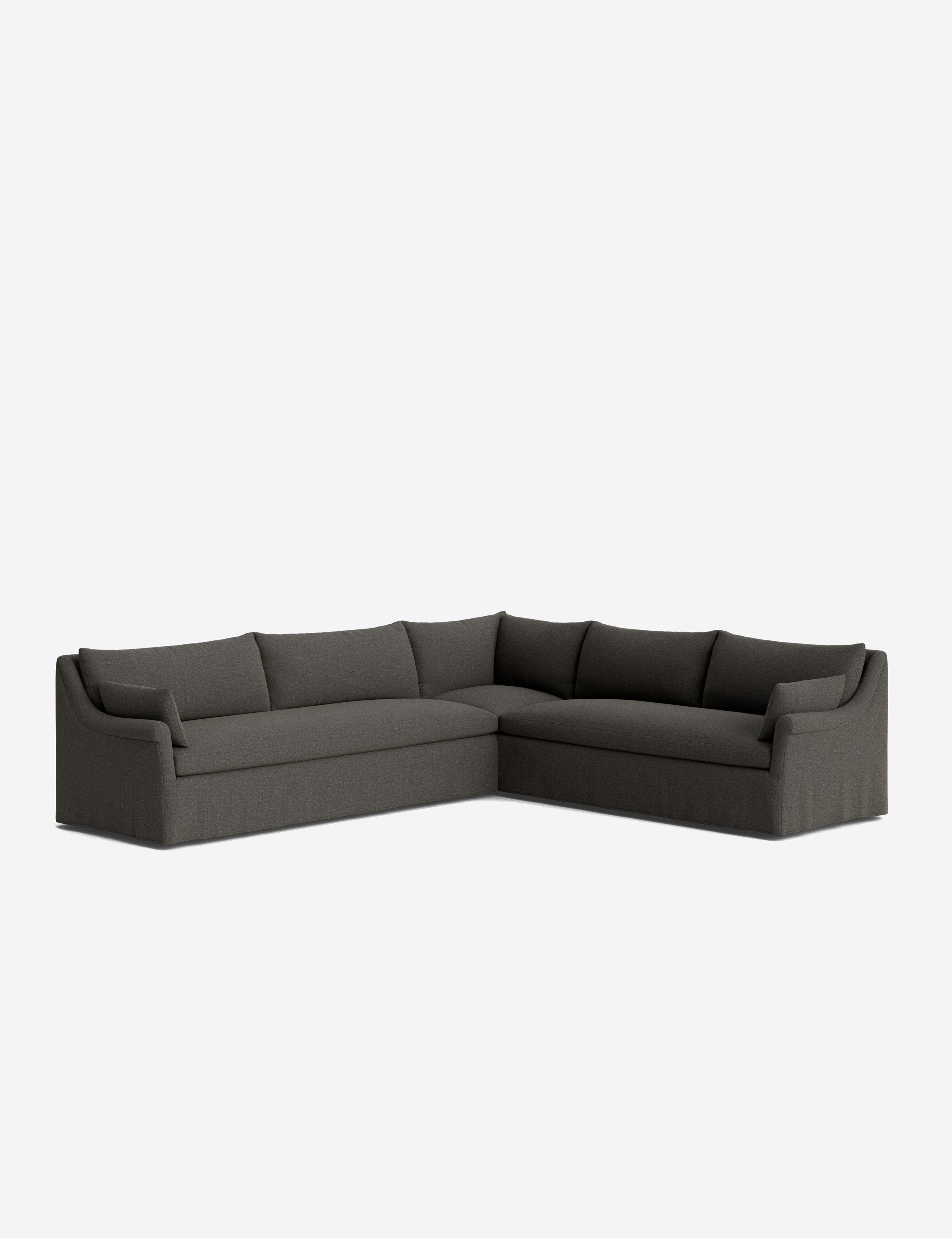 Lulu and Georgia Portola Rolled Arm Slipcover Corner Sectional Sofa - view 91