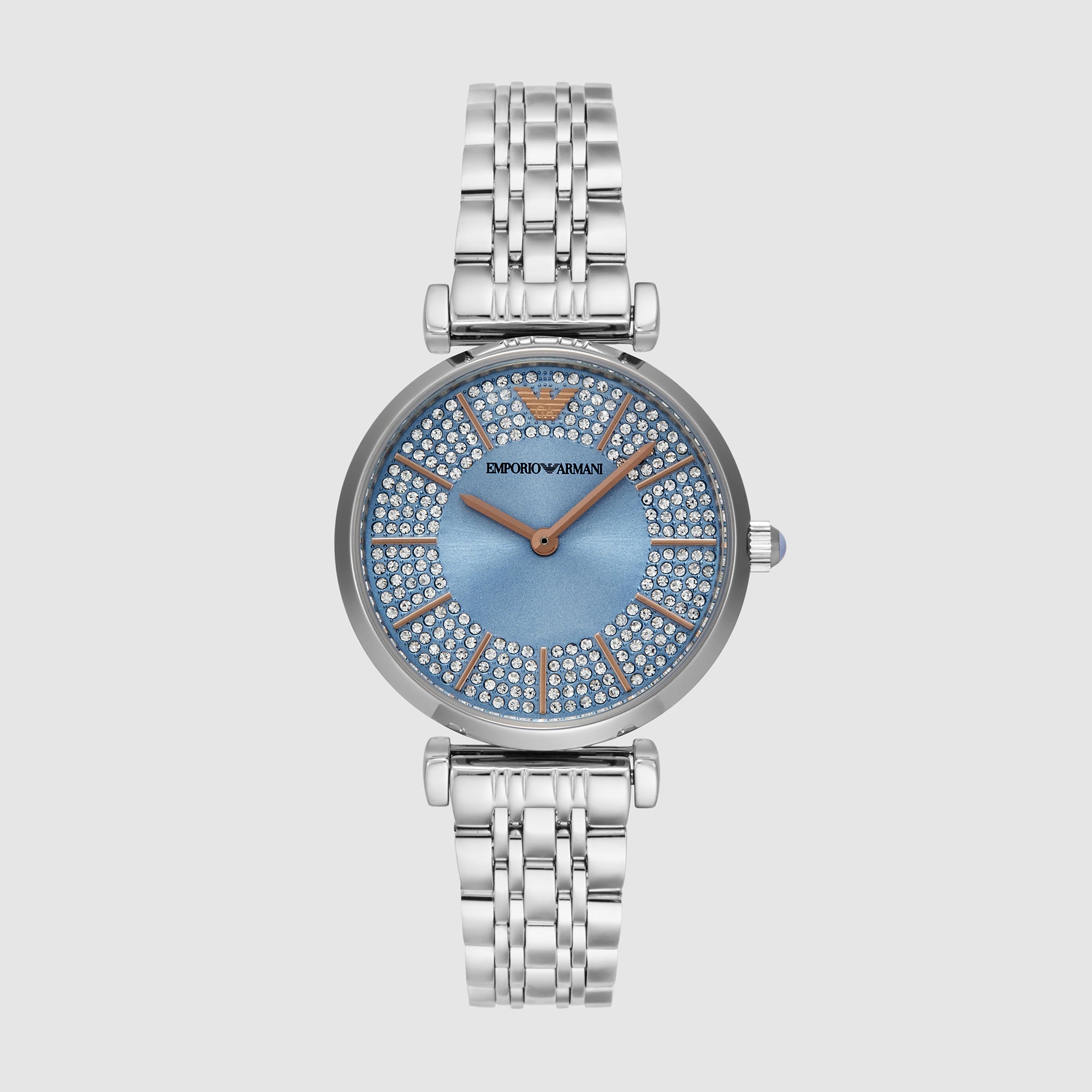 Emporio Armani Gianni T-B Women Quartz Blue Dial Analog Stainless Steel Watch AR11594