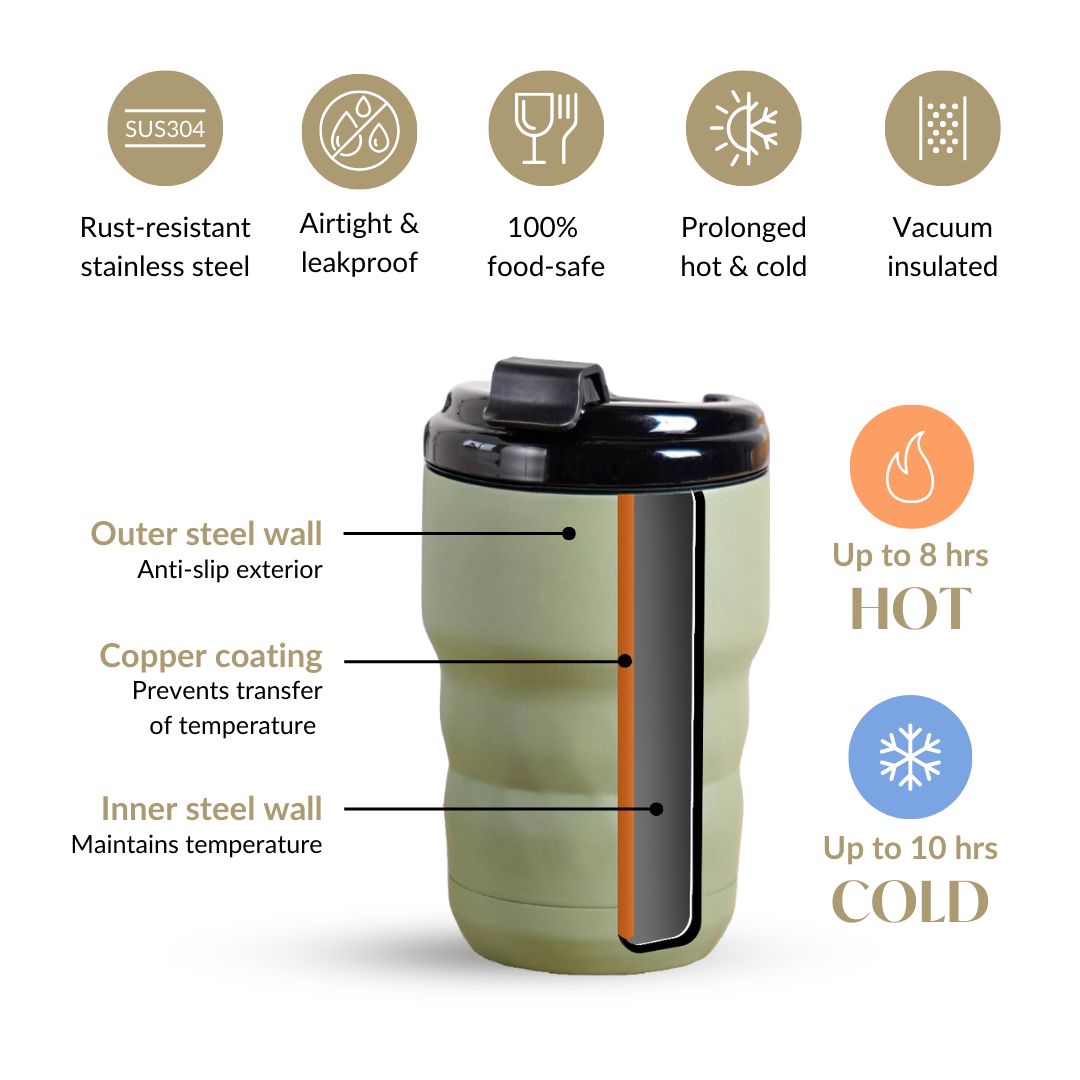 Nestasia Brewster Insulated Travel Coffee Tumbler Seaweed Green 355ml - view 5